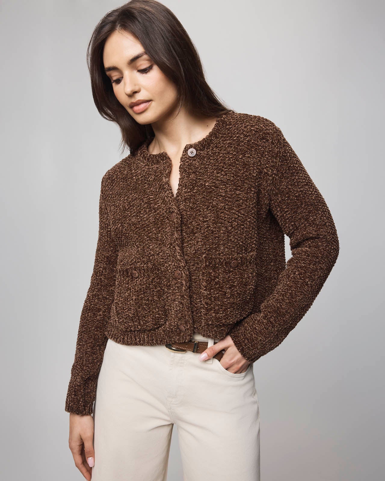 Andrea Chenille Crop Cardigan