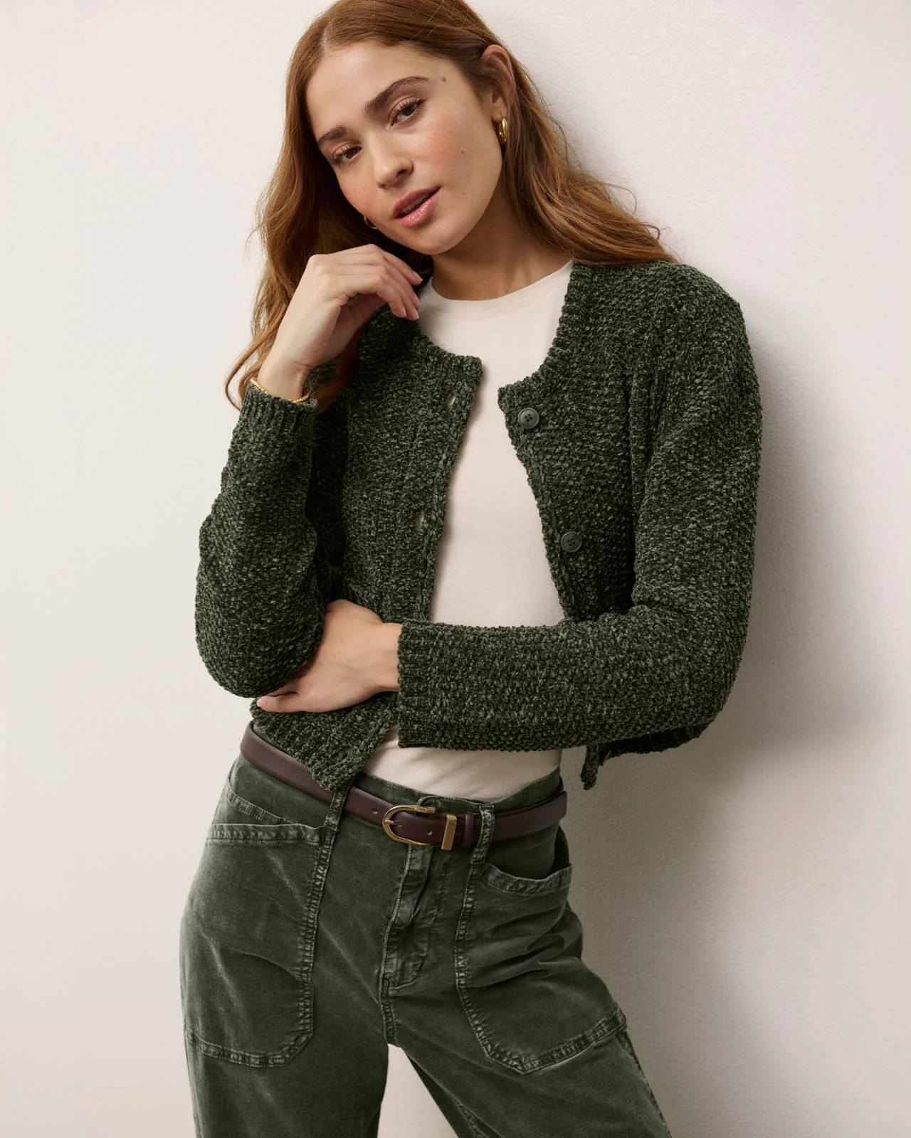 Andrea Chenille Crop Cardigan - Image 2