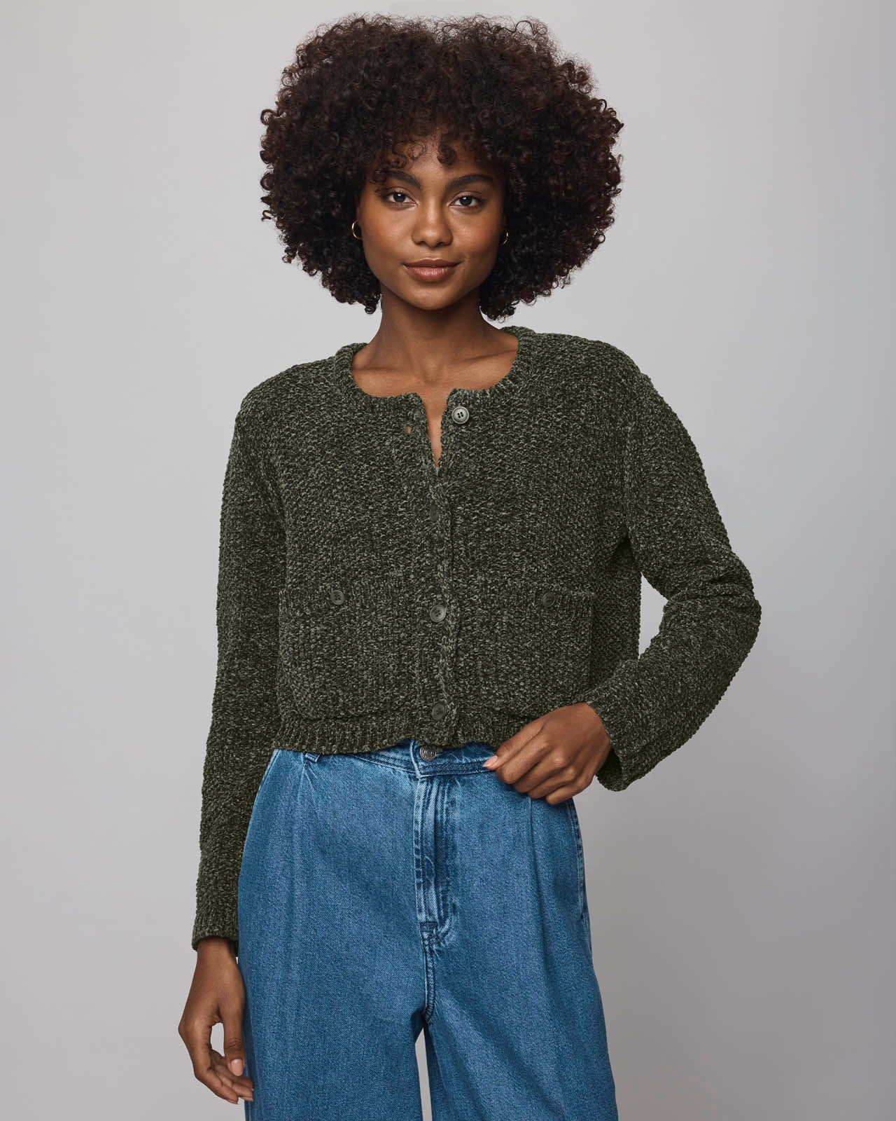 Andrea Chenille Crop Cardigan - Image 4
