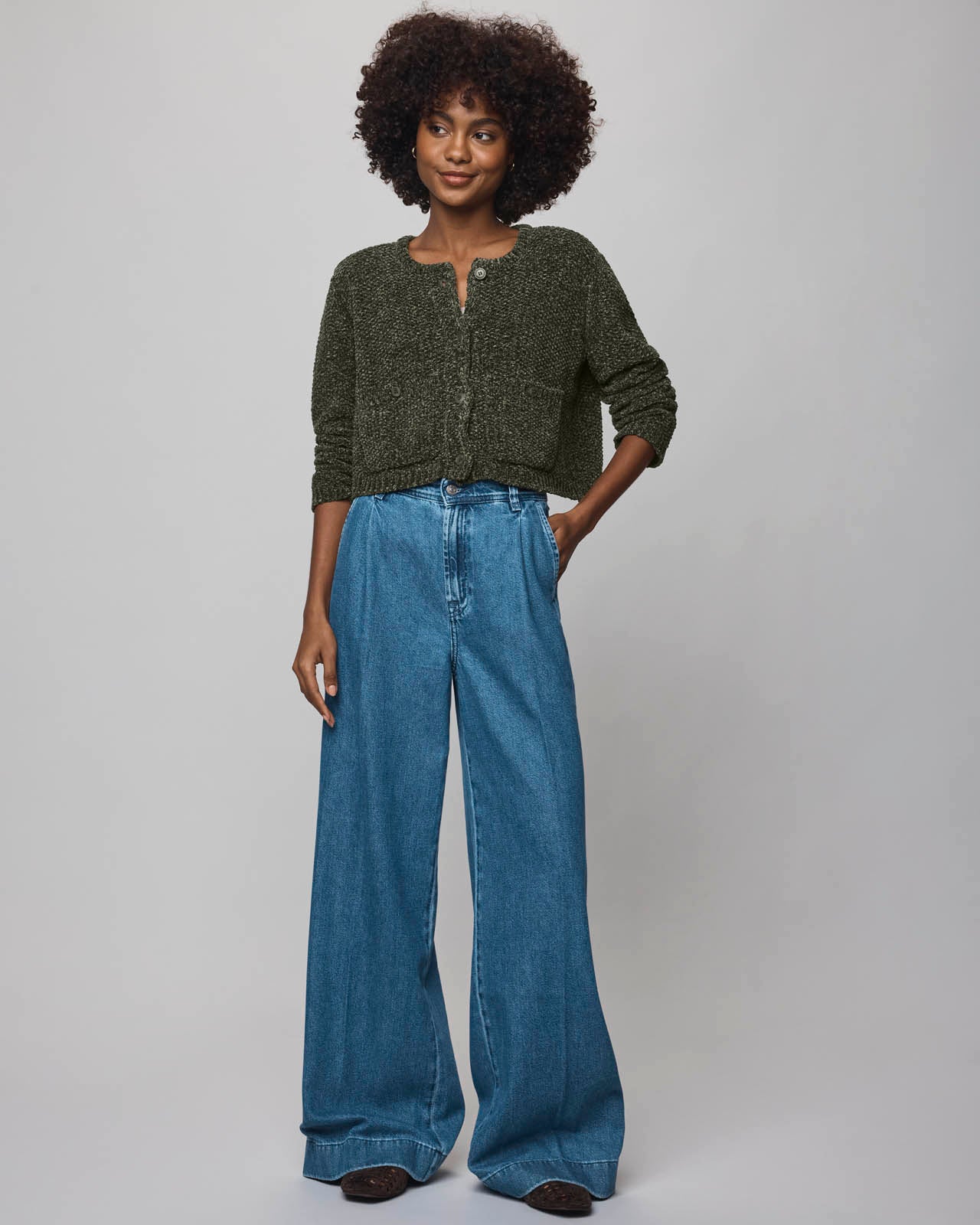 Andrea Chenille Crop Cardigan - Image 5
