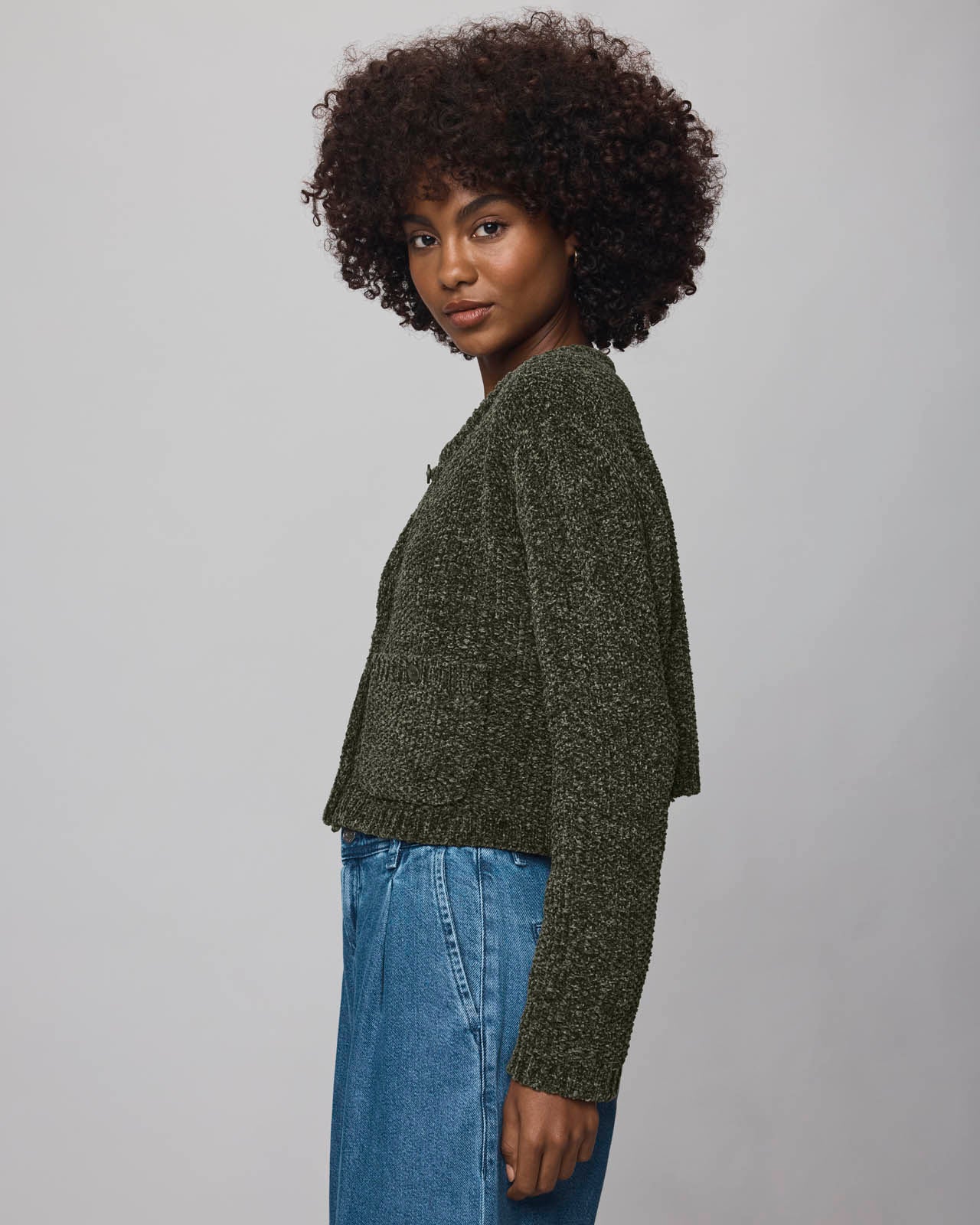 Andrea Chenille Crop Cardigan - Image 7