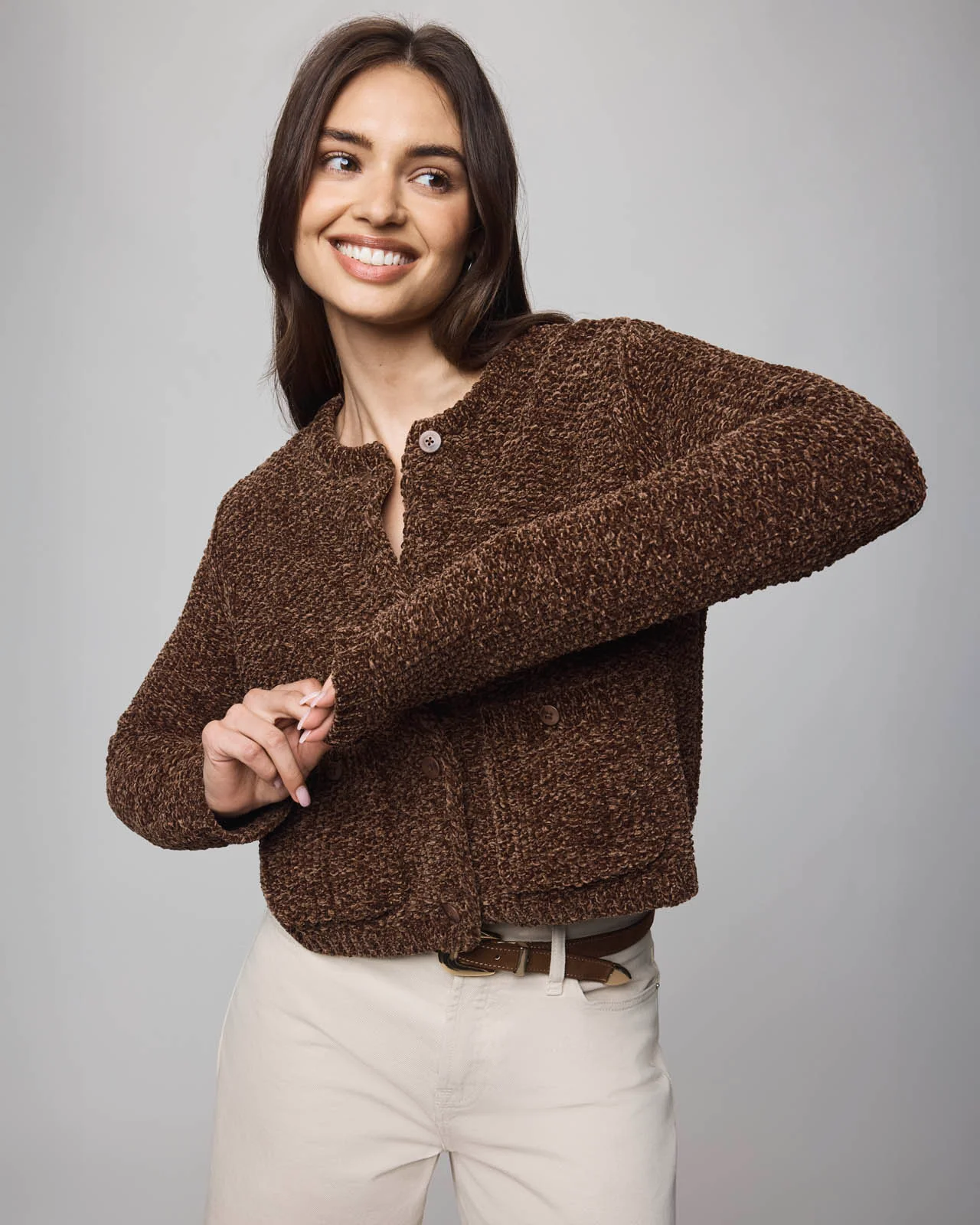 Andrea Chenille Crop Cardigan - Image 9