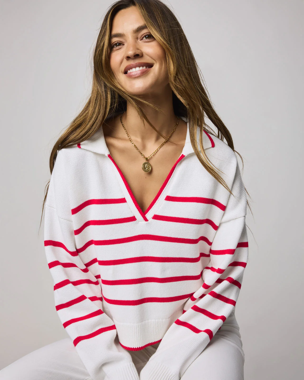 Arden Striped Polo Sweater - Image 10