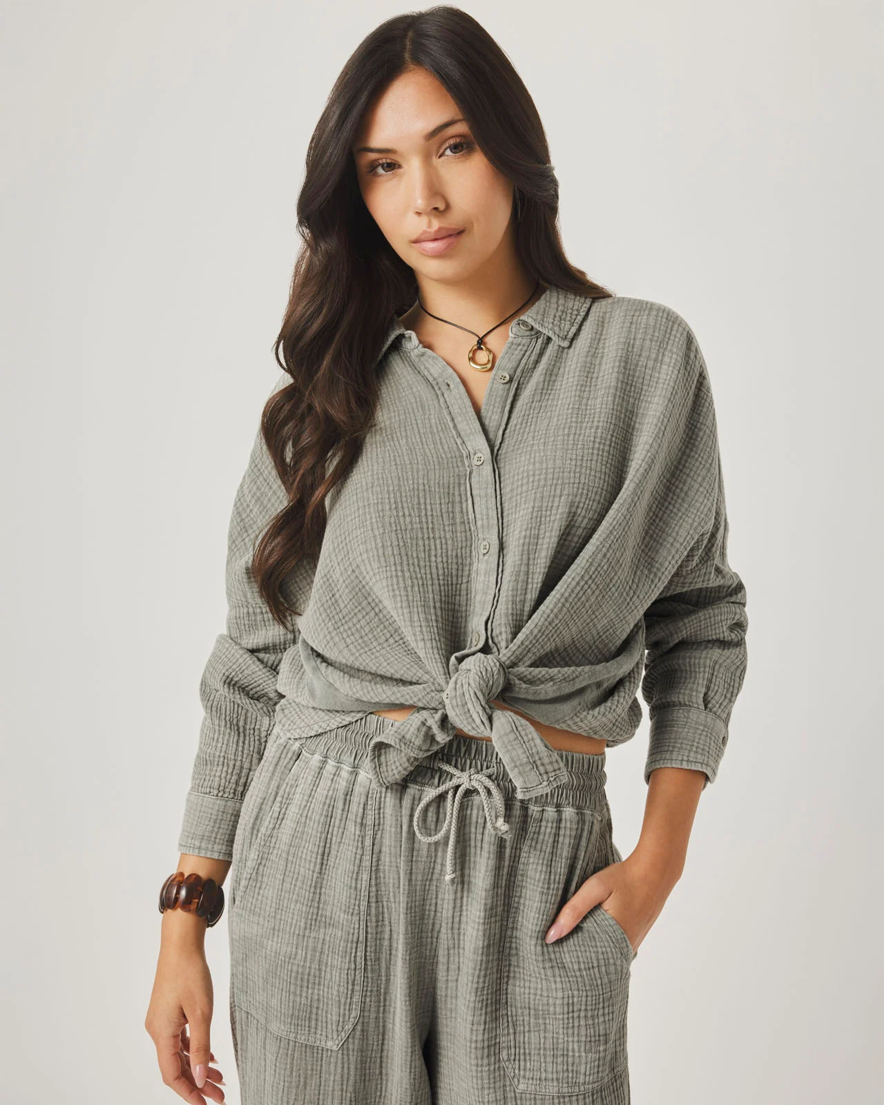 Ava Gauze Button Down - Image 11