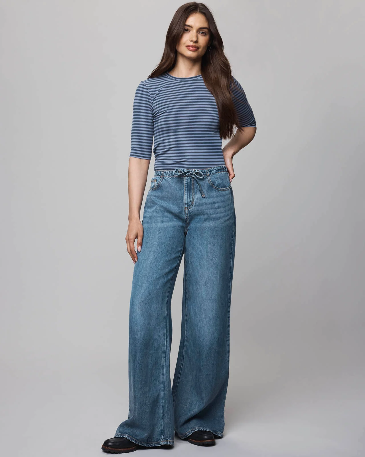 Bamboo Blend Stripe Quarter Sleeve Tee - Image 10