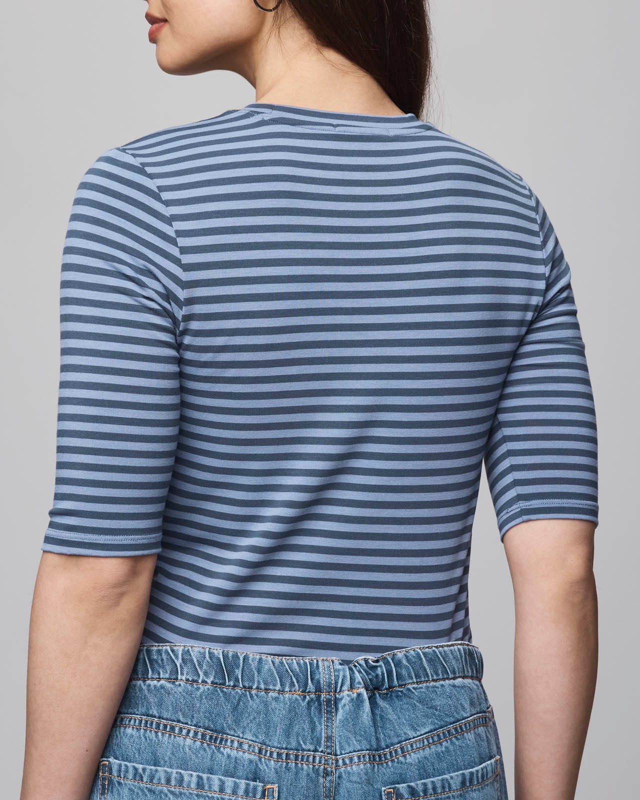 Bamboo Blend Stripe Quarter Sleeve Tee - Image 13