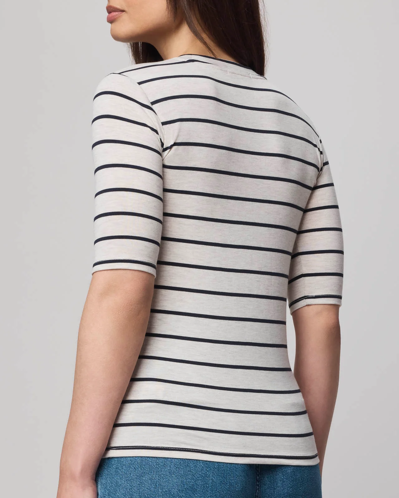 Bamboo Blend Stripe Quarter Sleeve Tee - Image 5