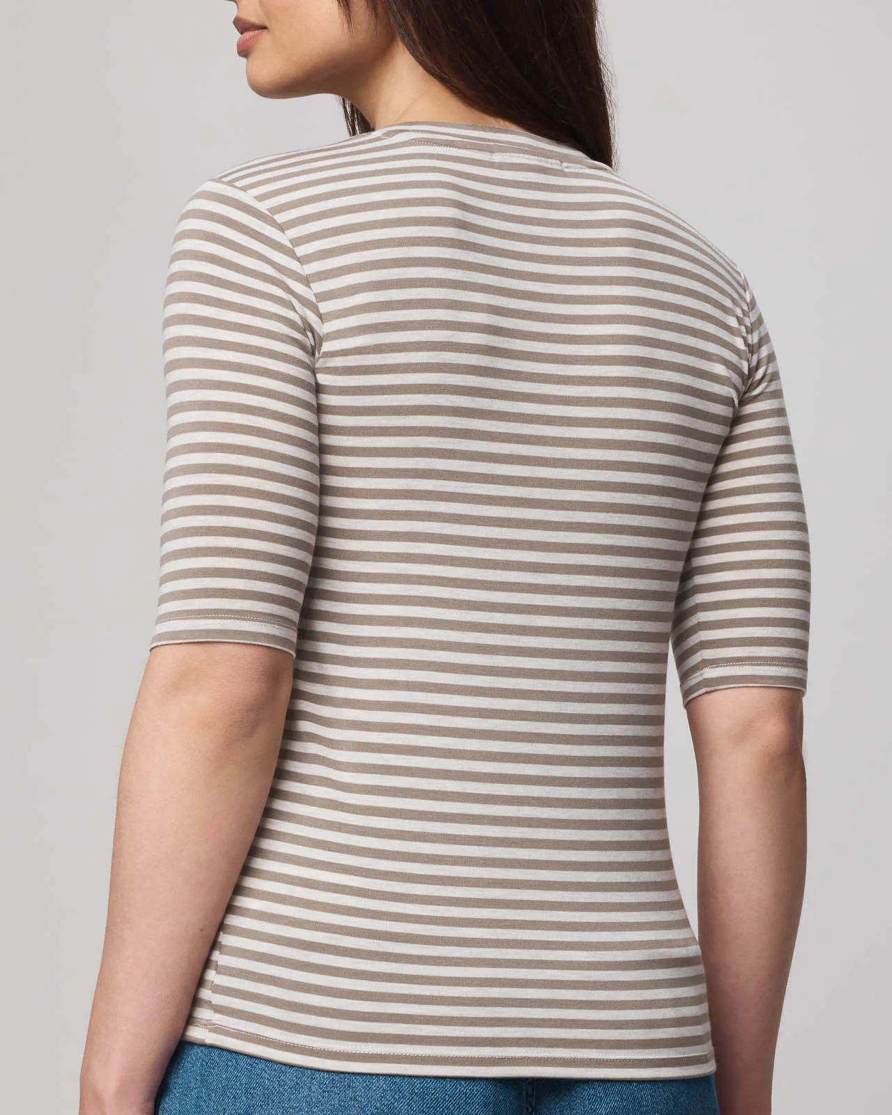 Bamboo Blend Stripe Quarter Sleeve Tee - Image 9