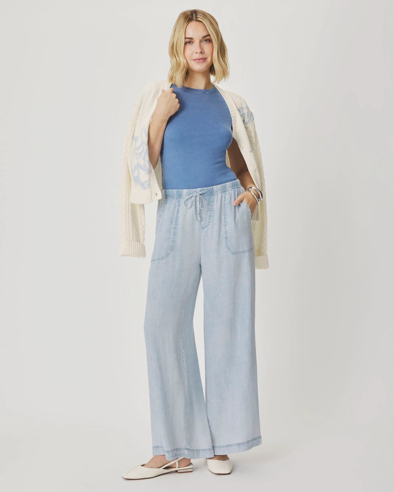 Bleached Indigo Angie Palazzo Pant - Image 4