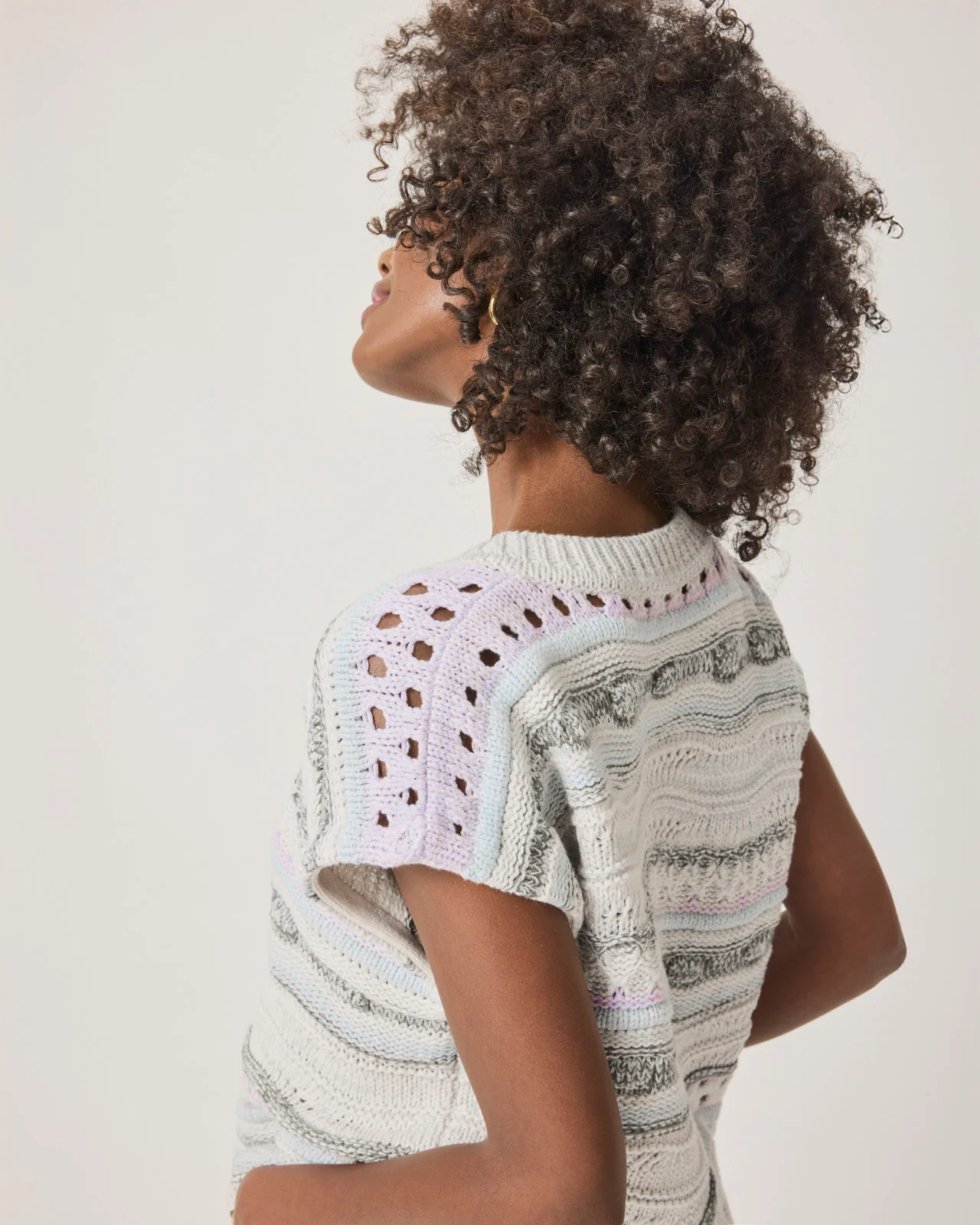 Brynna Striped Sweater Poncho - Image 2