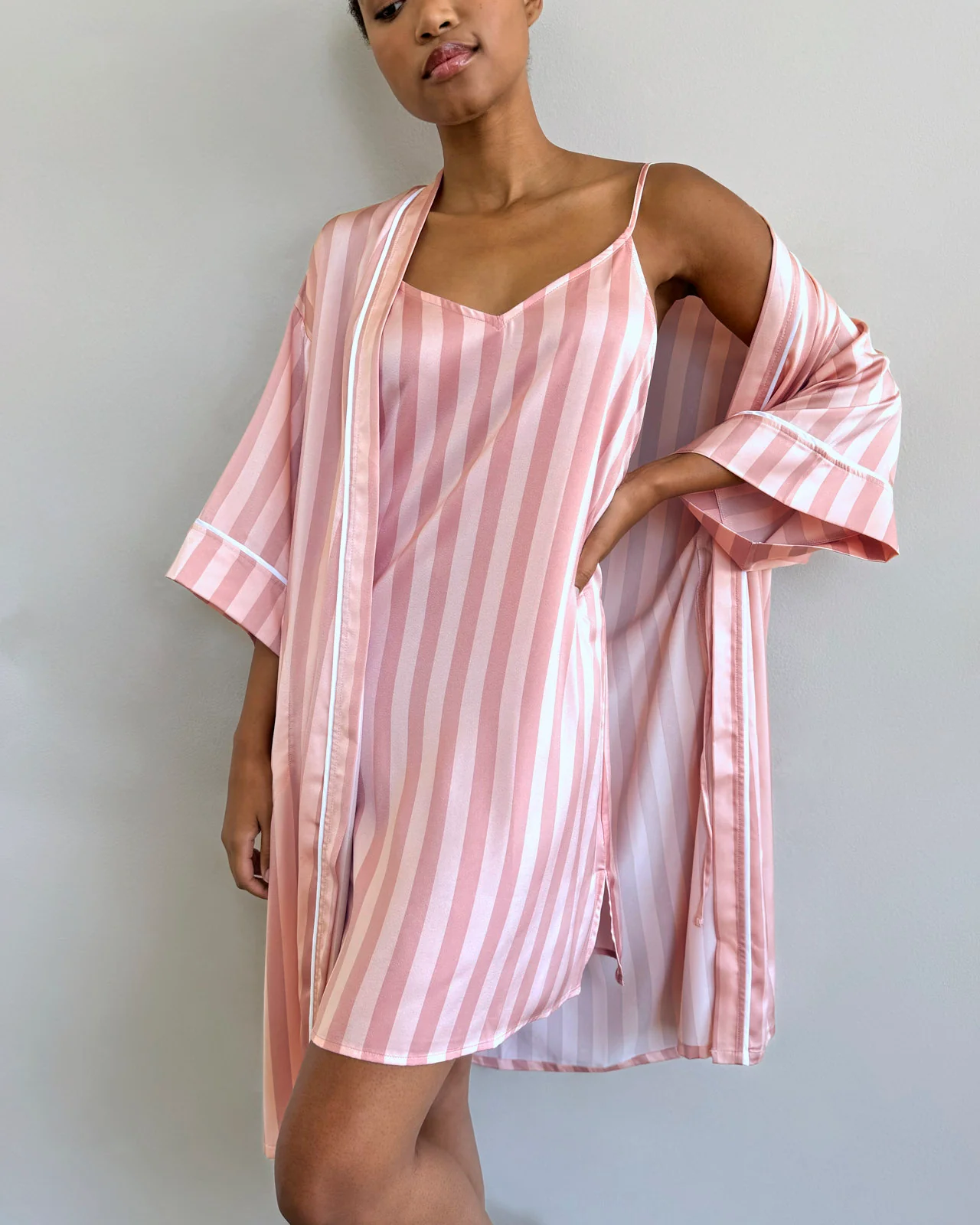 Cabana Stripe Satin Silk Chemise