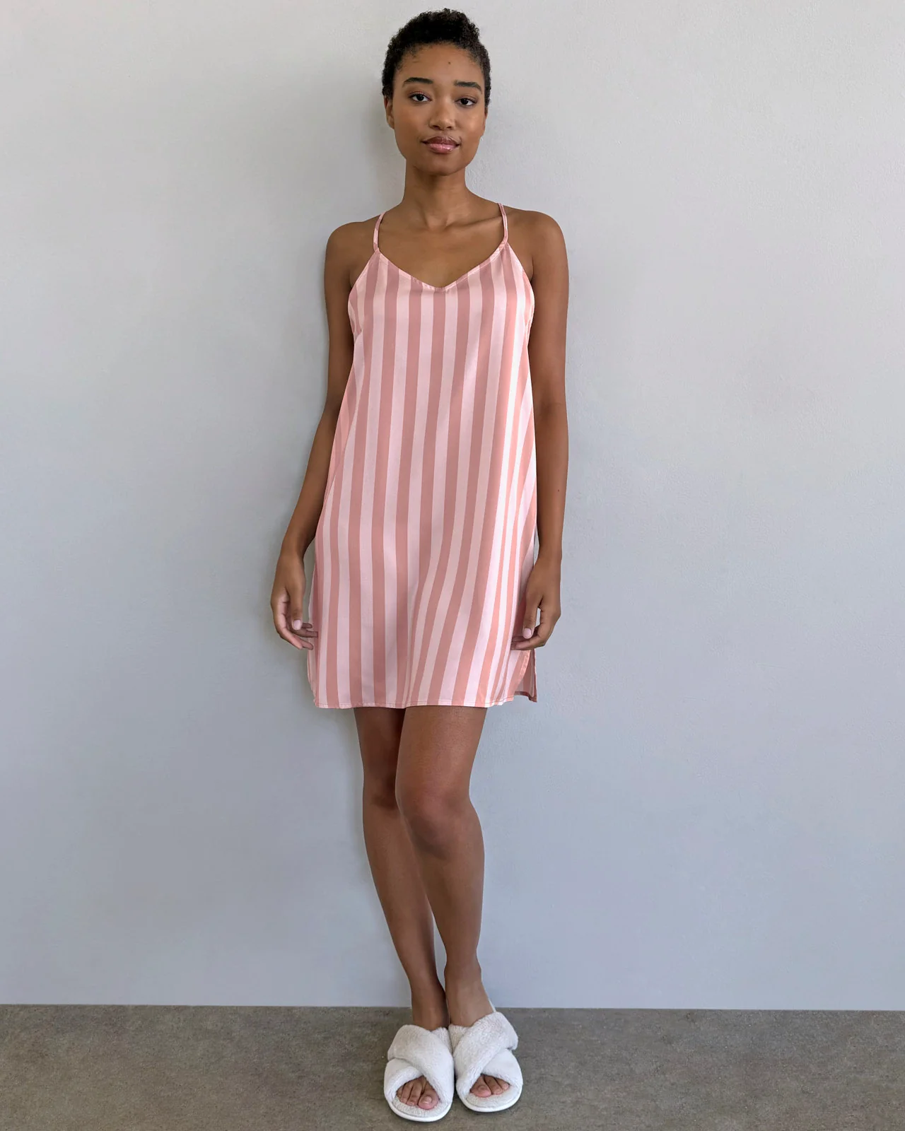 Cabana Stripe Satin Silk Chemise - Image 2