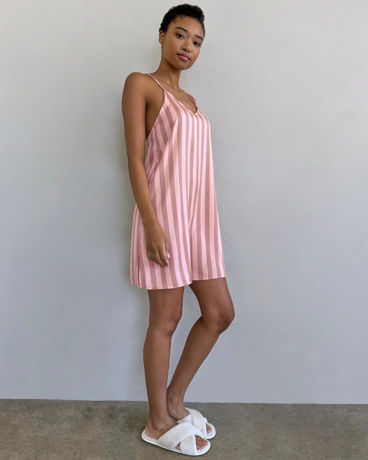 Cabana Stripe Satin Silk Chemise - Image 3