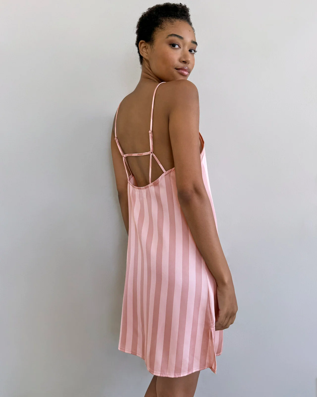 Cabana Stripe Satin Silk Chemise - Image 4
