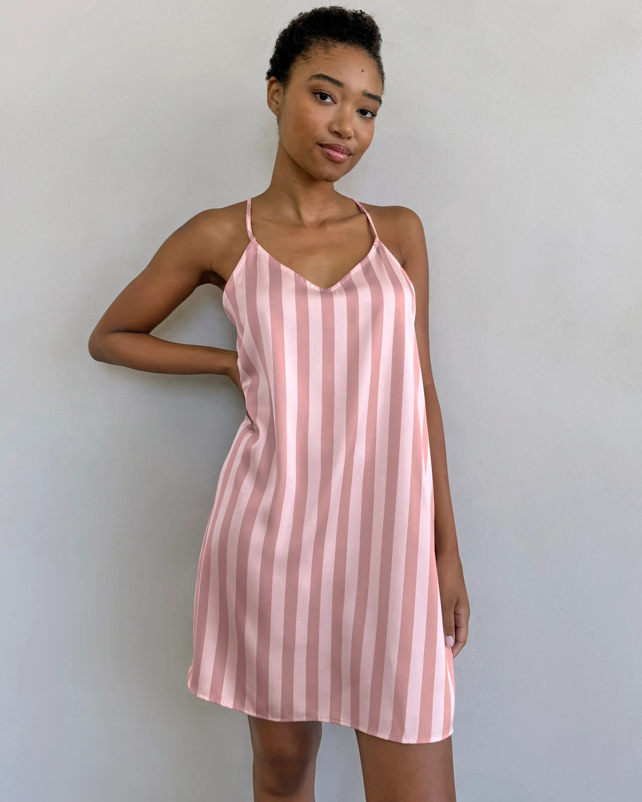 Cabana Stripe Satin Silk Chemise - Image 5