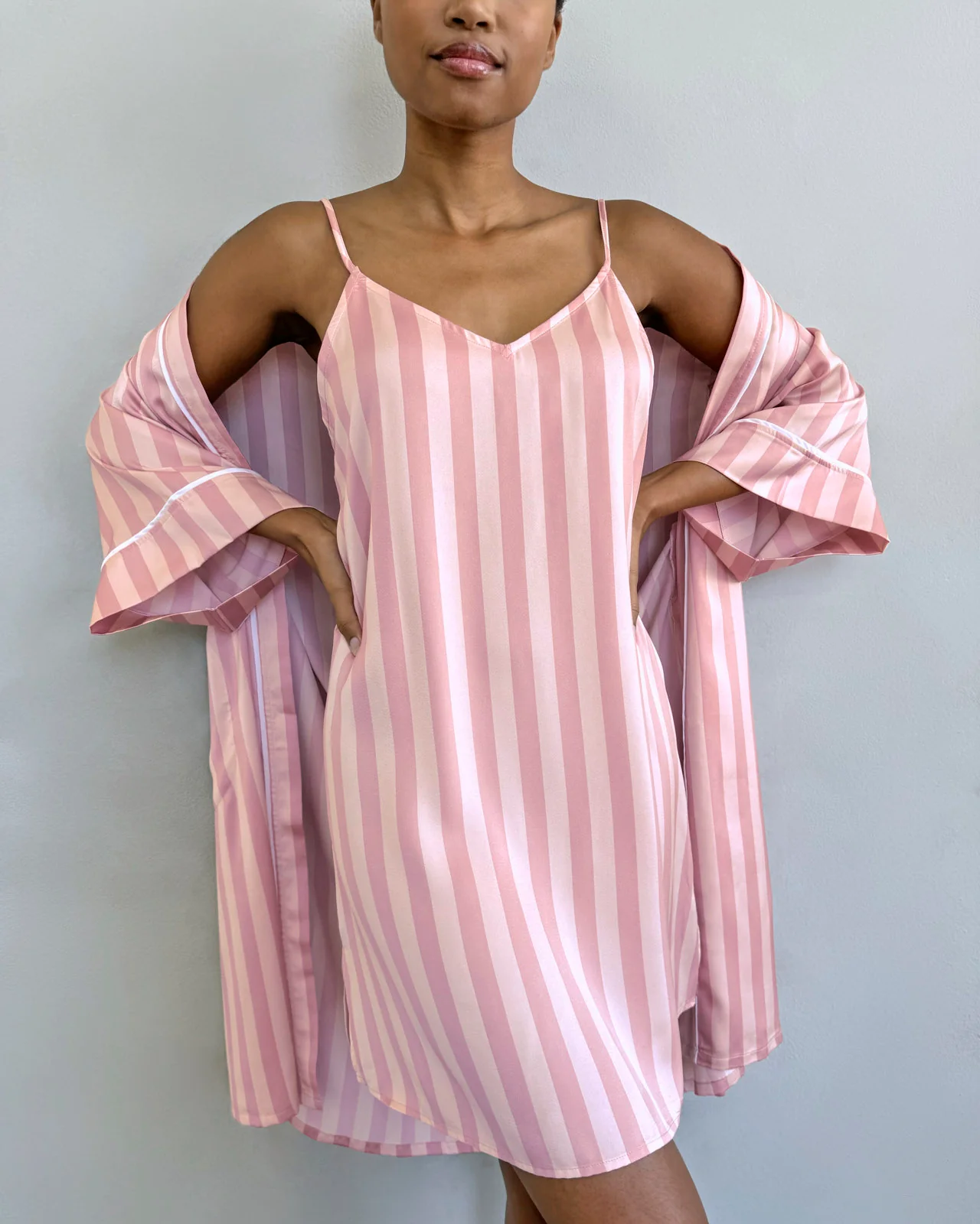 Cabana Stripe Satin Silk Chemise - Image 6