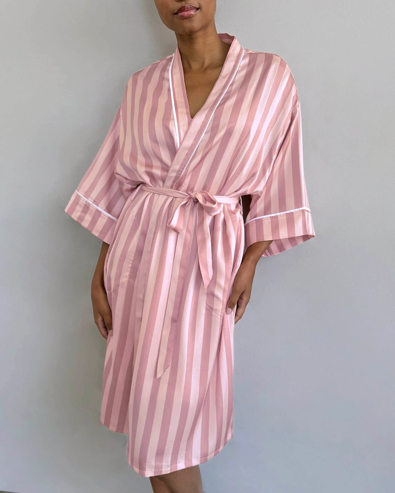 Cabana Stripe Satin Silk Robe