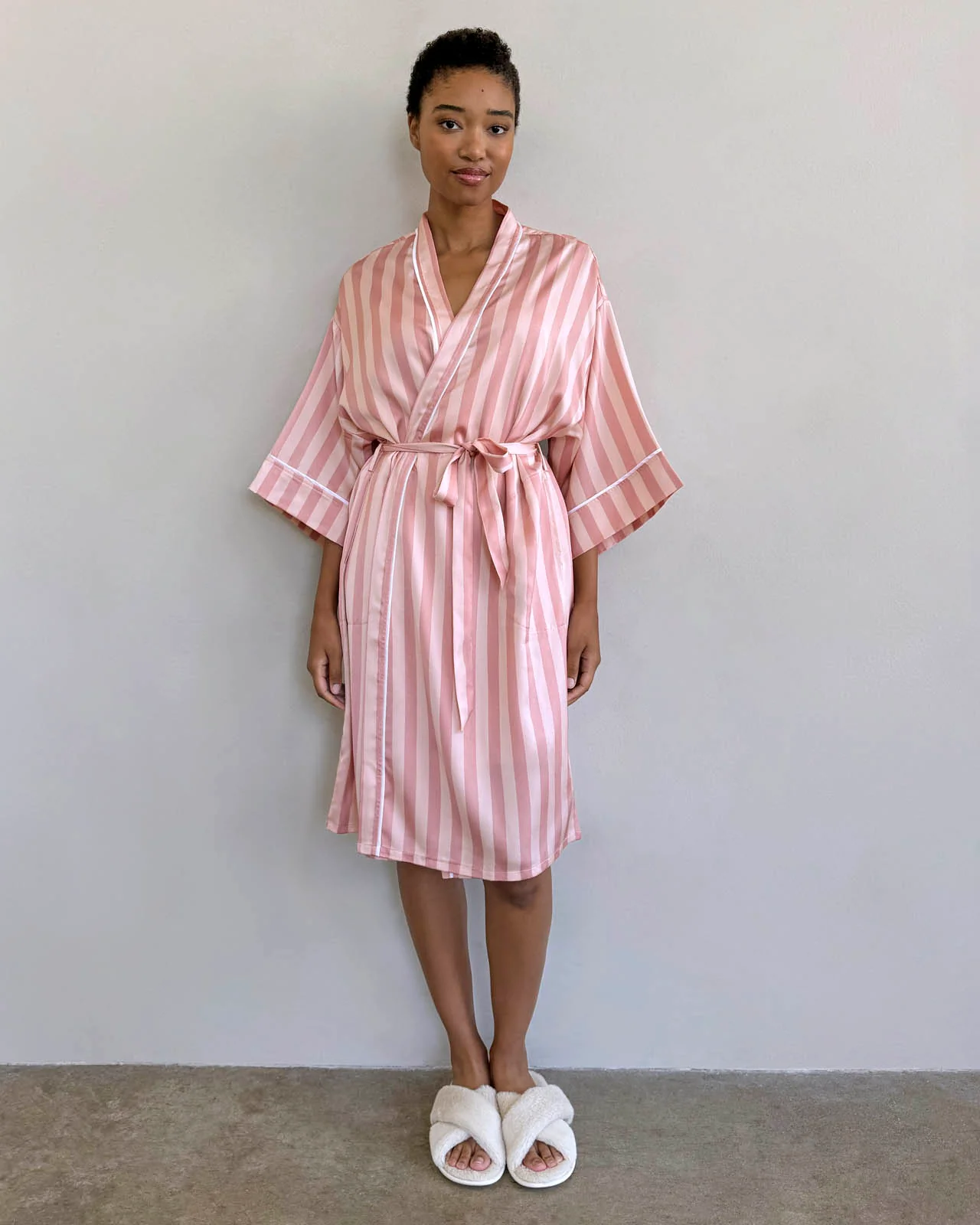 Cabana Stripe Satin Silk Robe - Image 2