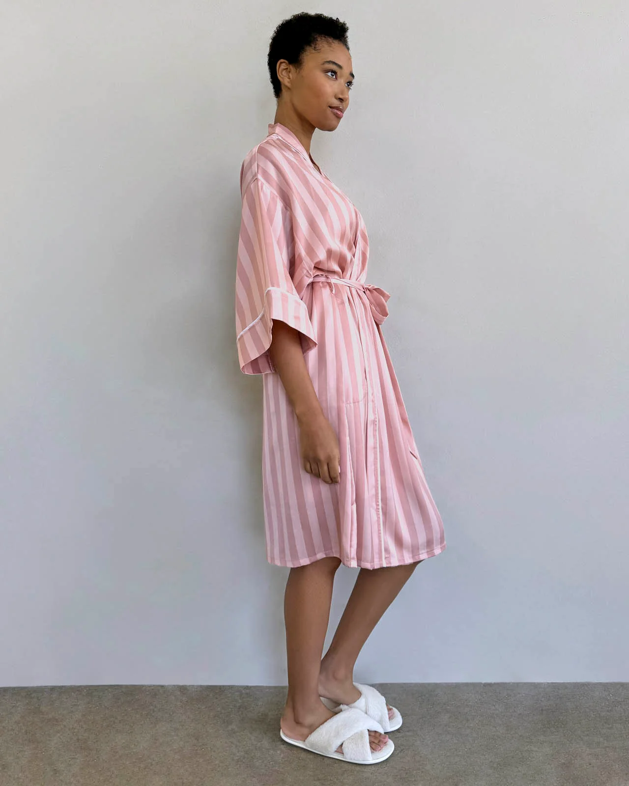 Cabana Stripe Satin Silk Robe - Image 3