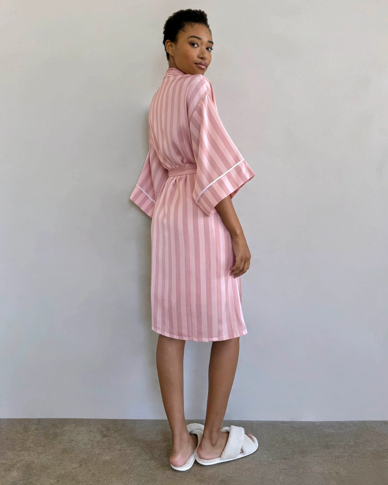 Cabana Stripe Satin Silk Robe - Image 4