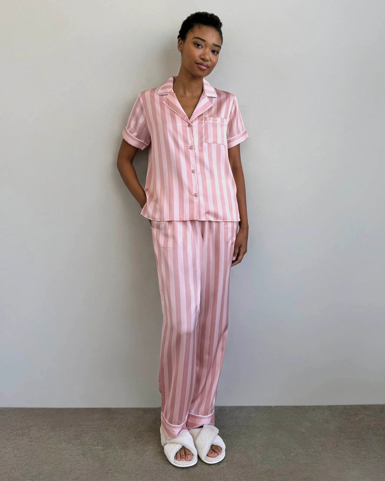 Cabana Stripe Satin Silk Sleep Set - Image 3
