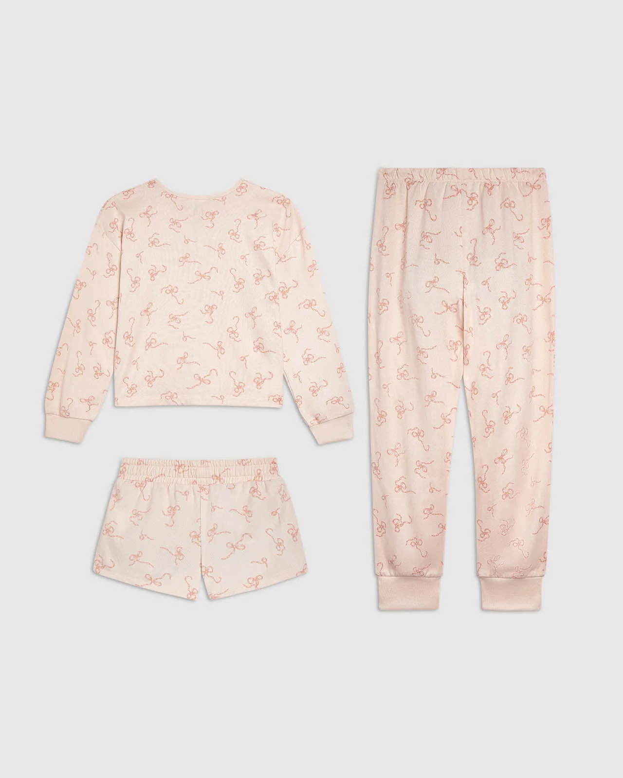 Girls Cafe Creme Bows 3-Piece Brushed Jersey PJ Set - Image 2