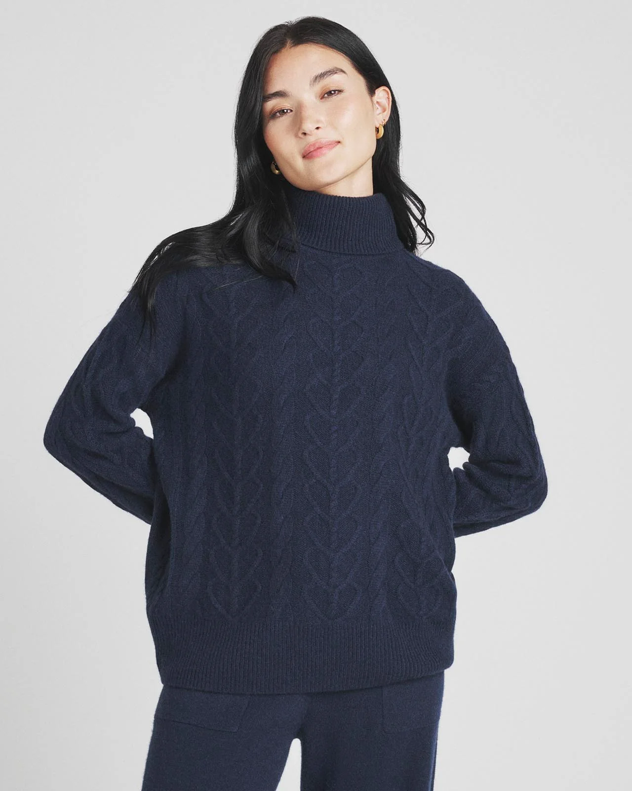 Charlotte Cashmere Turtleneck Cable Sweater - Image 4