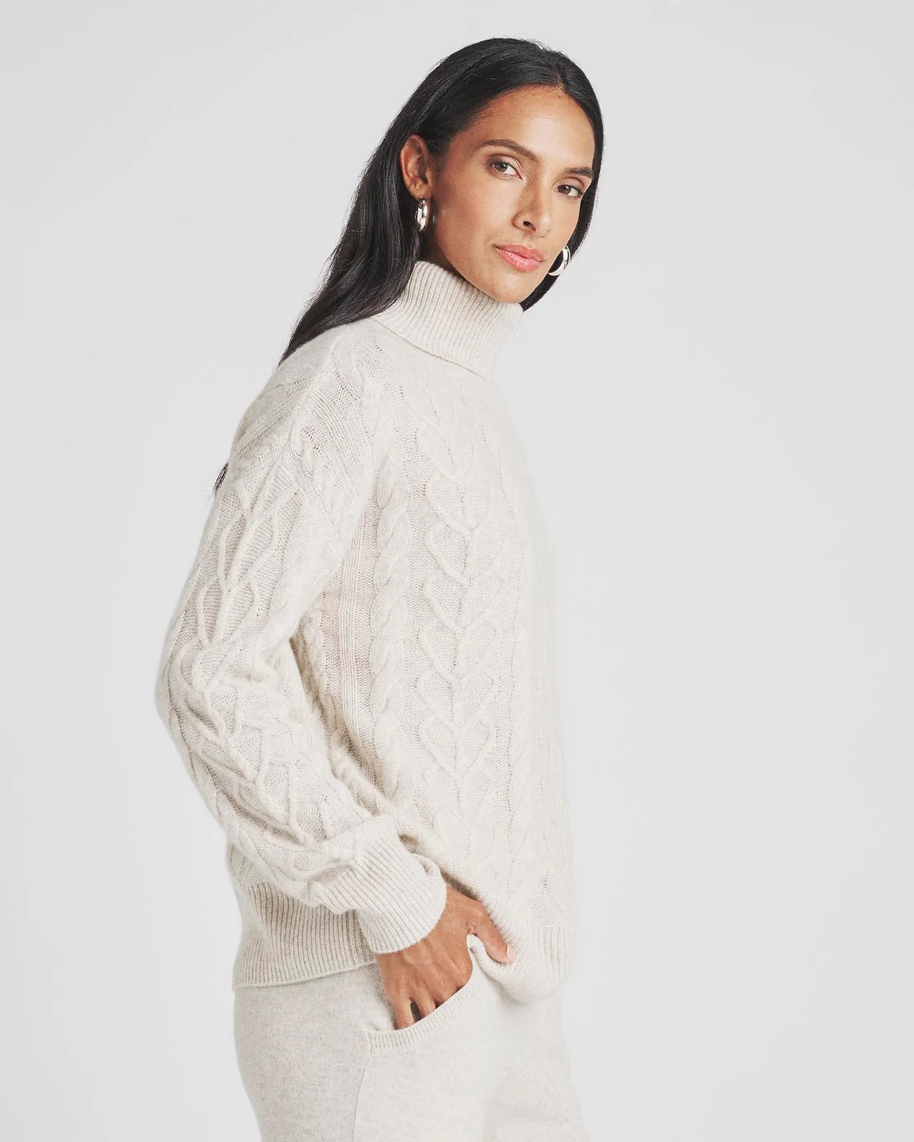 Charlotte Cashmere Turtleneck Cable Sweater - Image 6