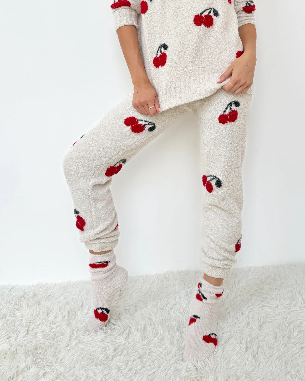 Cherries Bia Fuzzy Yarn Socks - Image 3