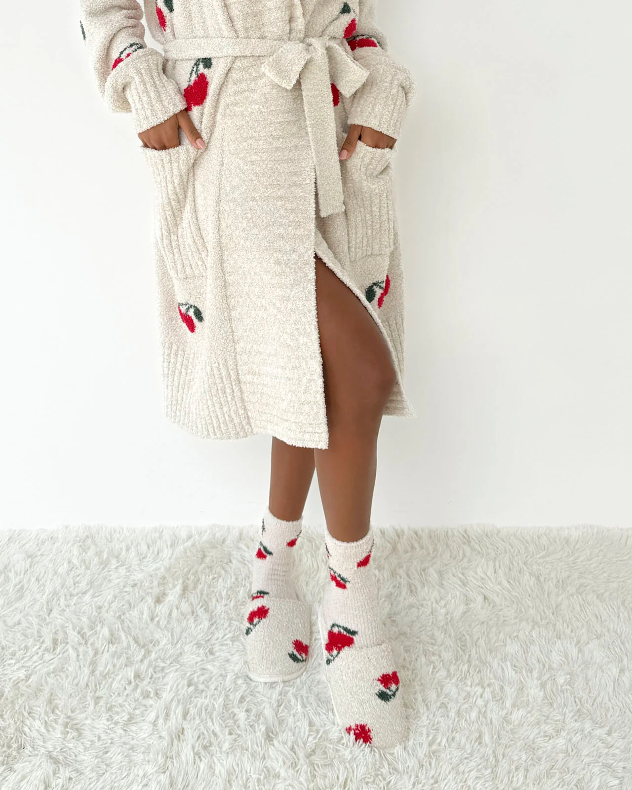 Cherries Cozy Fuzzy Slipper Slide - Image 3