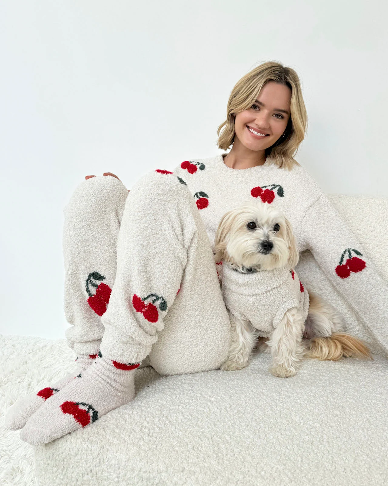Cherries Fuzzy Sweater PJ Set - Image 7