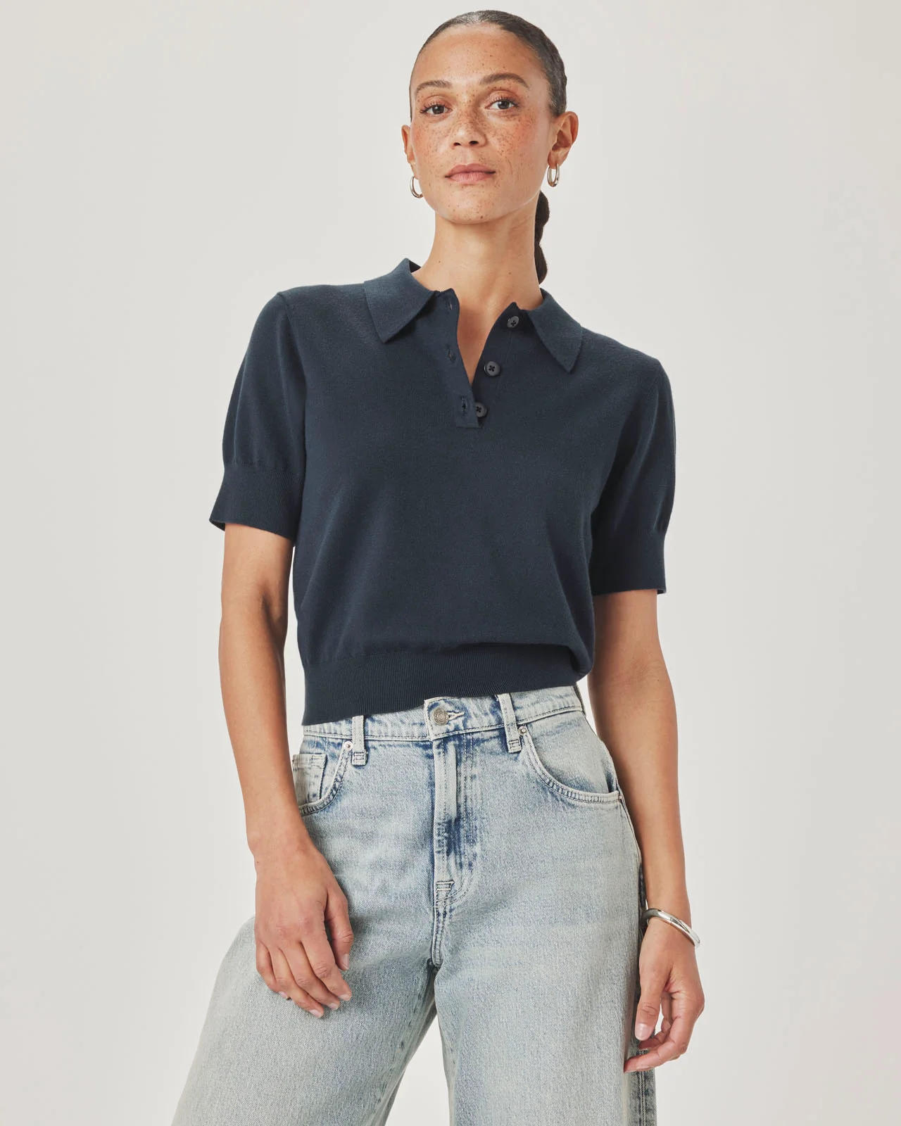 Christa Polo Short Sleeve Sweater