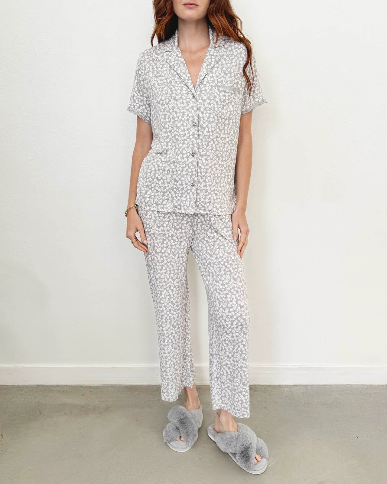 Daisy Pop Notch Collar and Crop Pant Sleep Set - Image 3