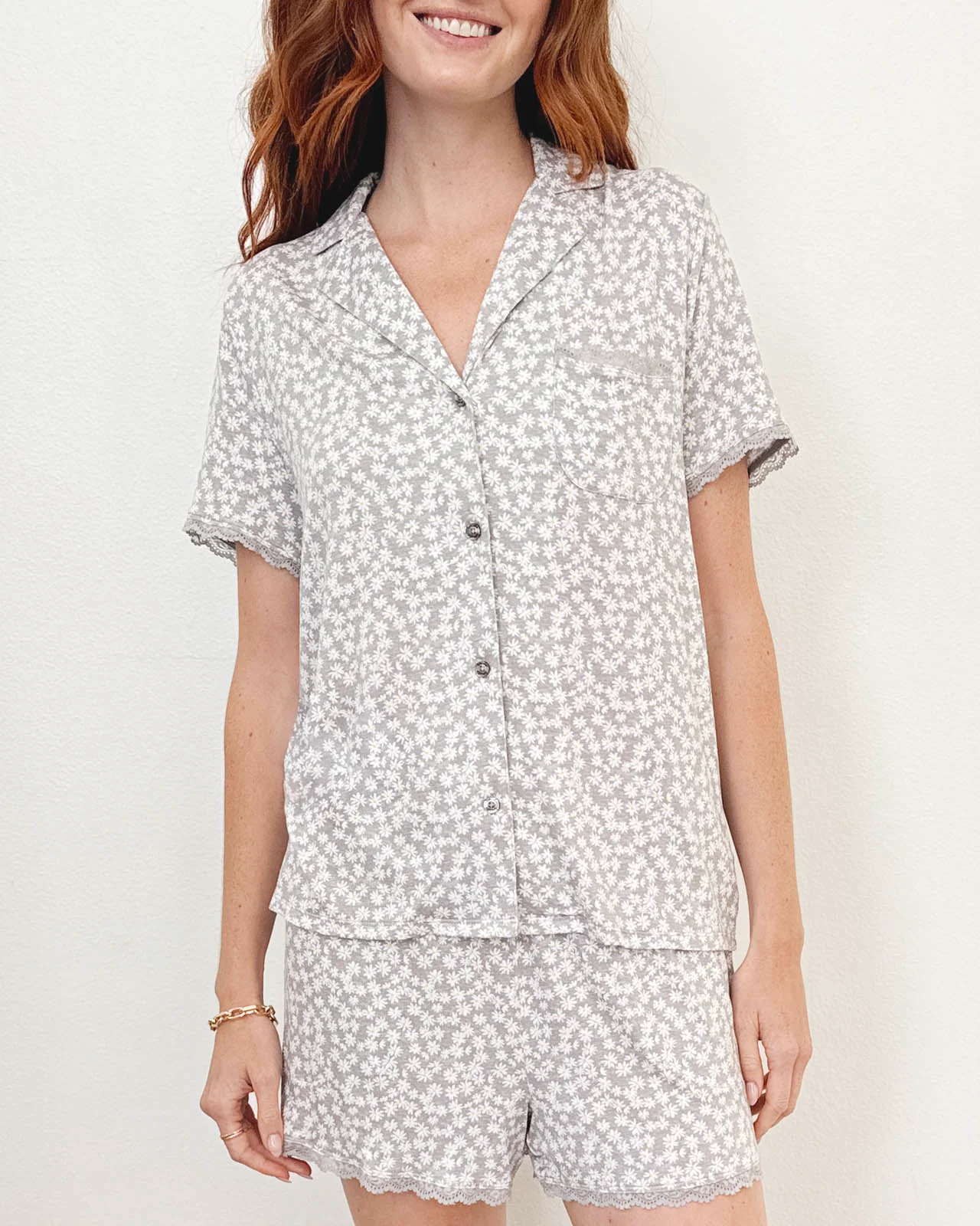 Daisy Pop Notch Collar and Short Sleep Set