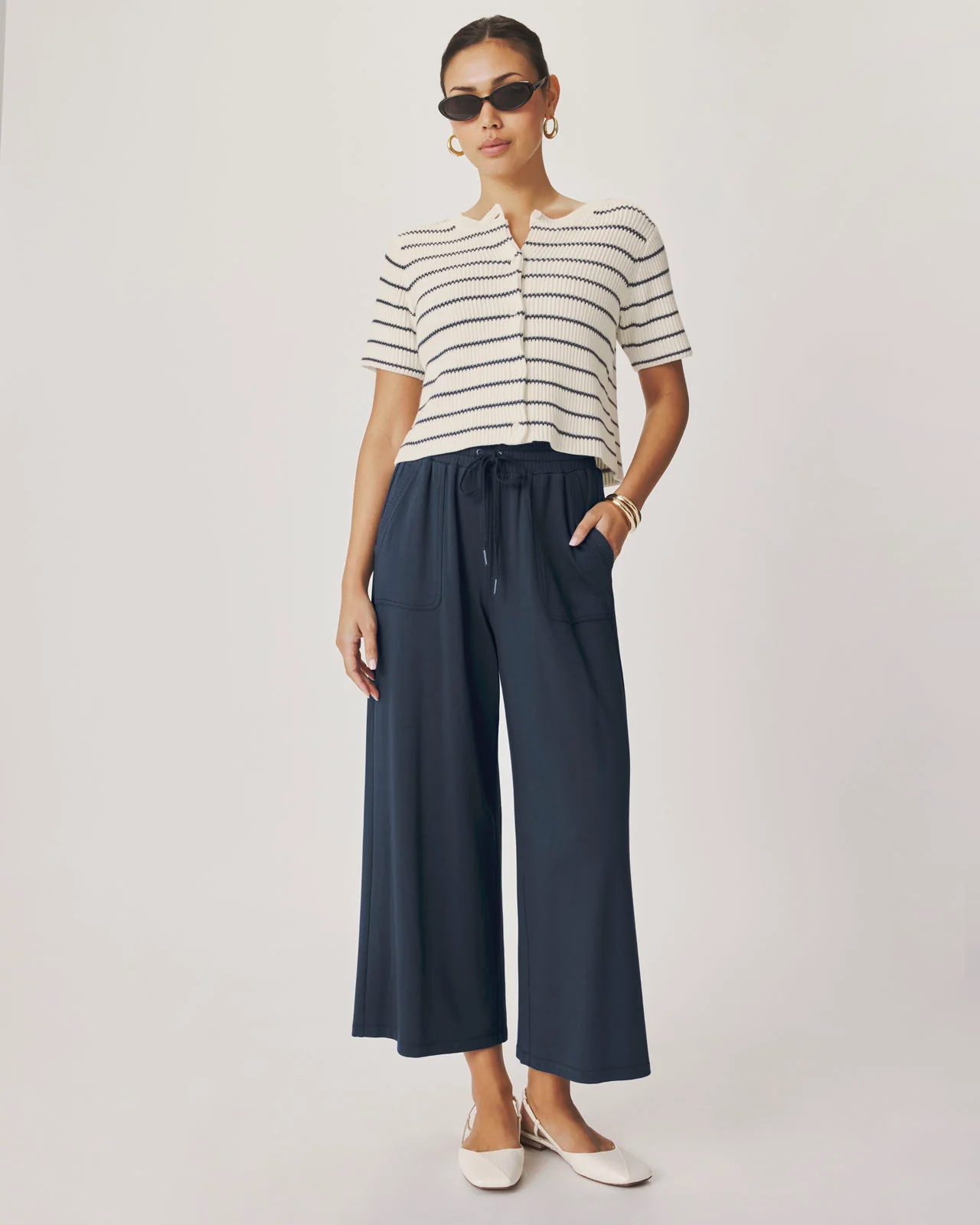 Delilah Striped Short Sleeve Cardigan