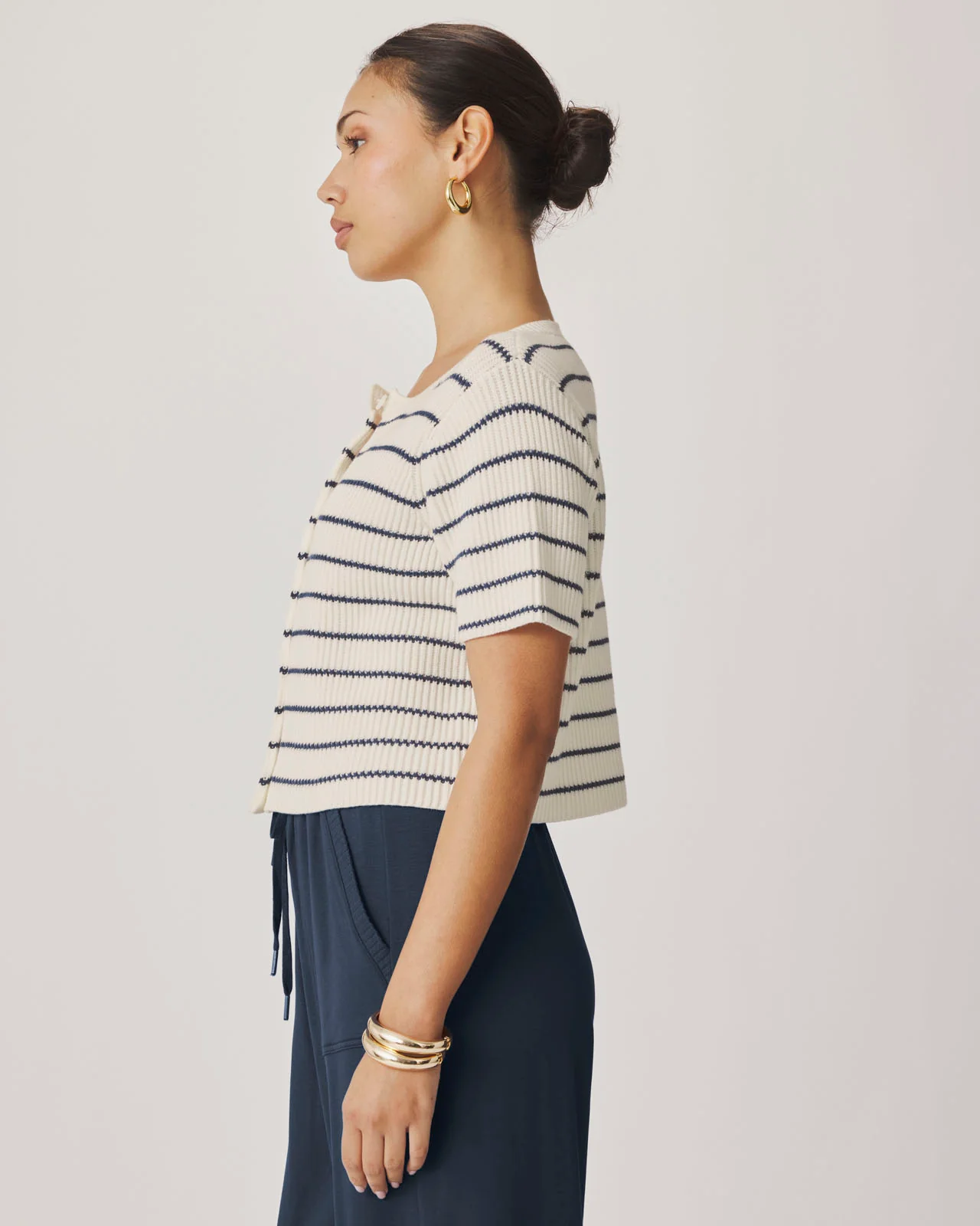 Delilah Striped Short Sleeve Cardigan - Image 4