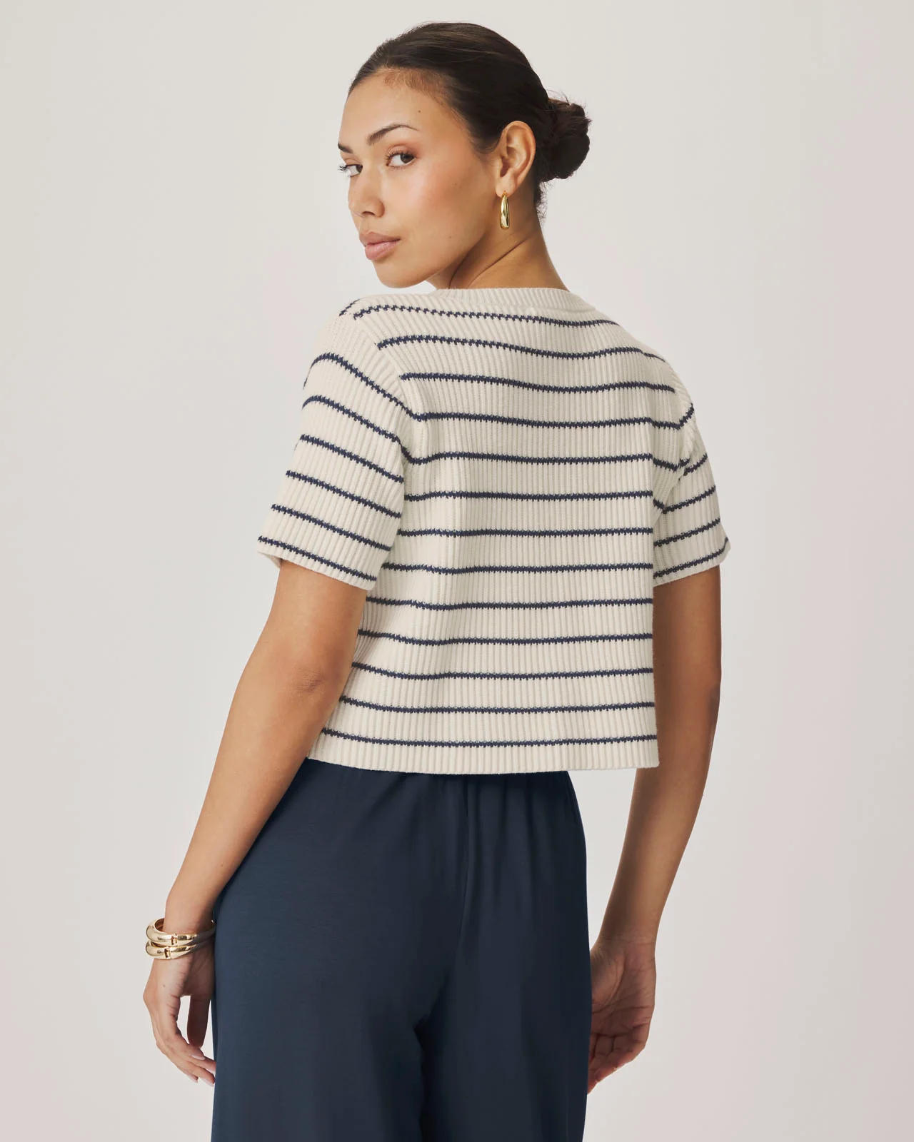 Delilah Striped Short Sleeve Cardigan - Image 5