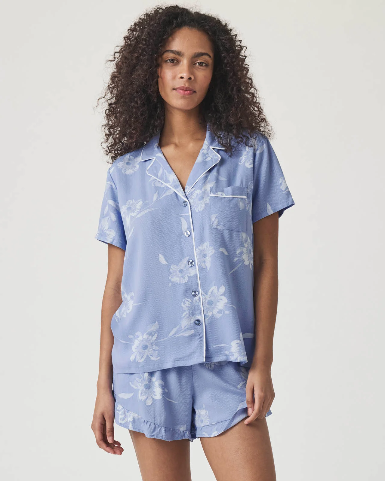 Down the Aisle Floral Notch Collar and Short Sleep Set