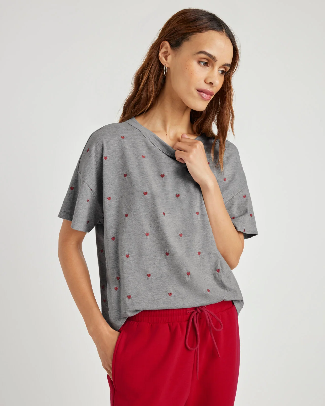 Embroidered Hearts Tee