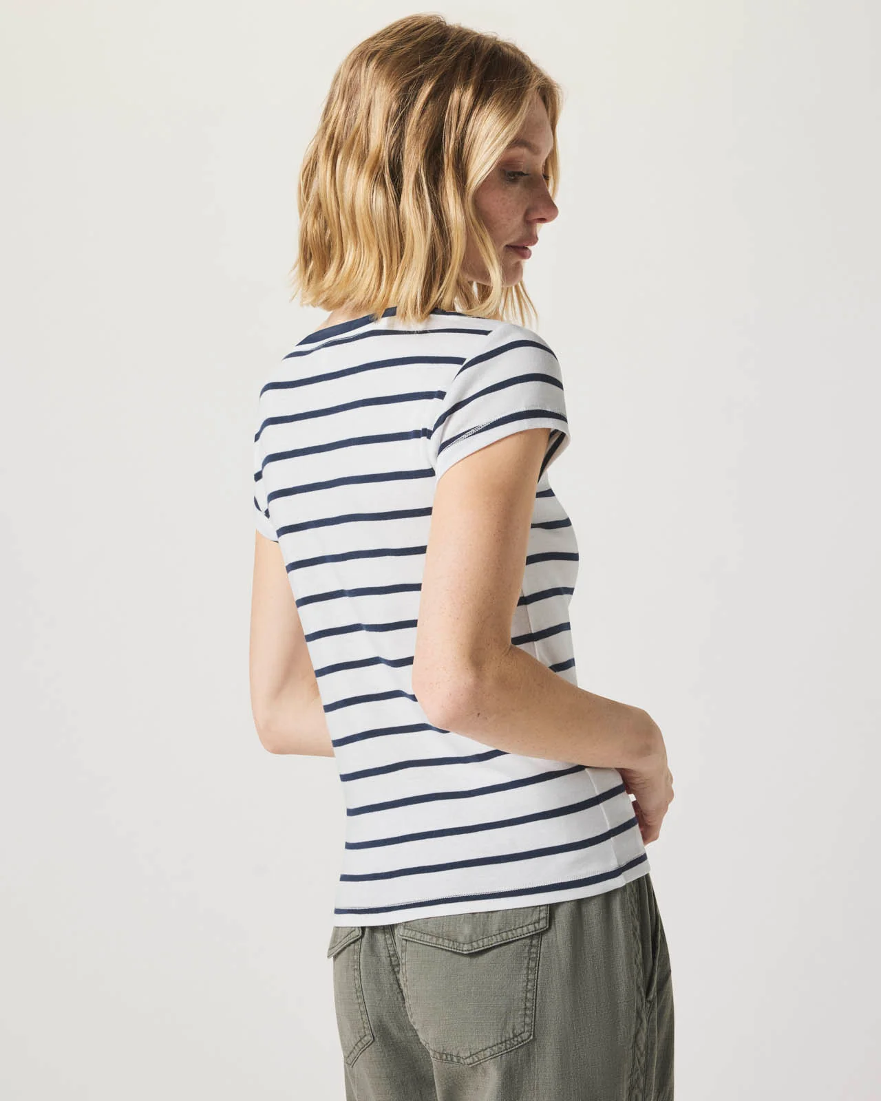 Faye Stripe V-Neck Stripe Tee - Image 10