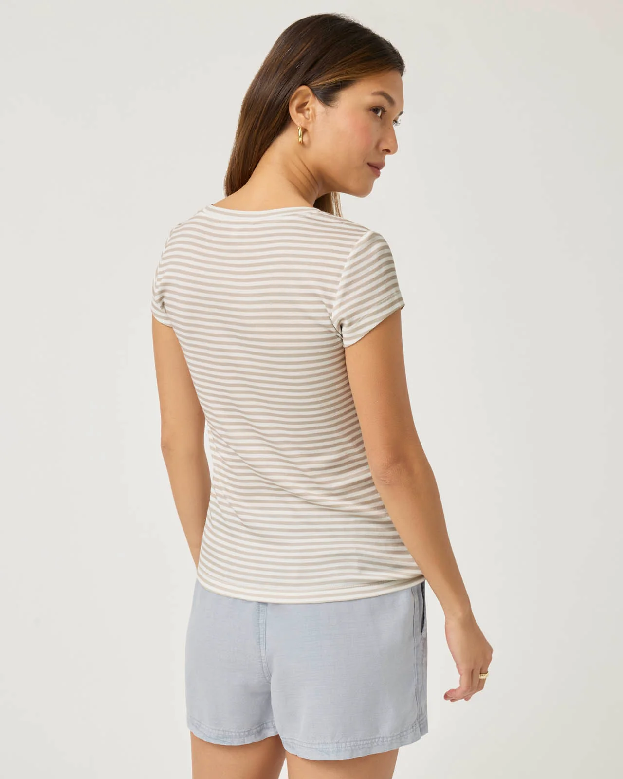 Faye Stripe V-Neck Stripe Tee - Image 5