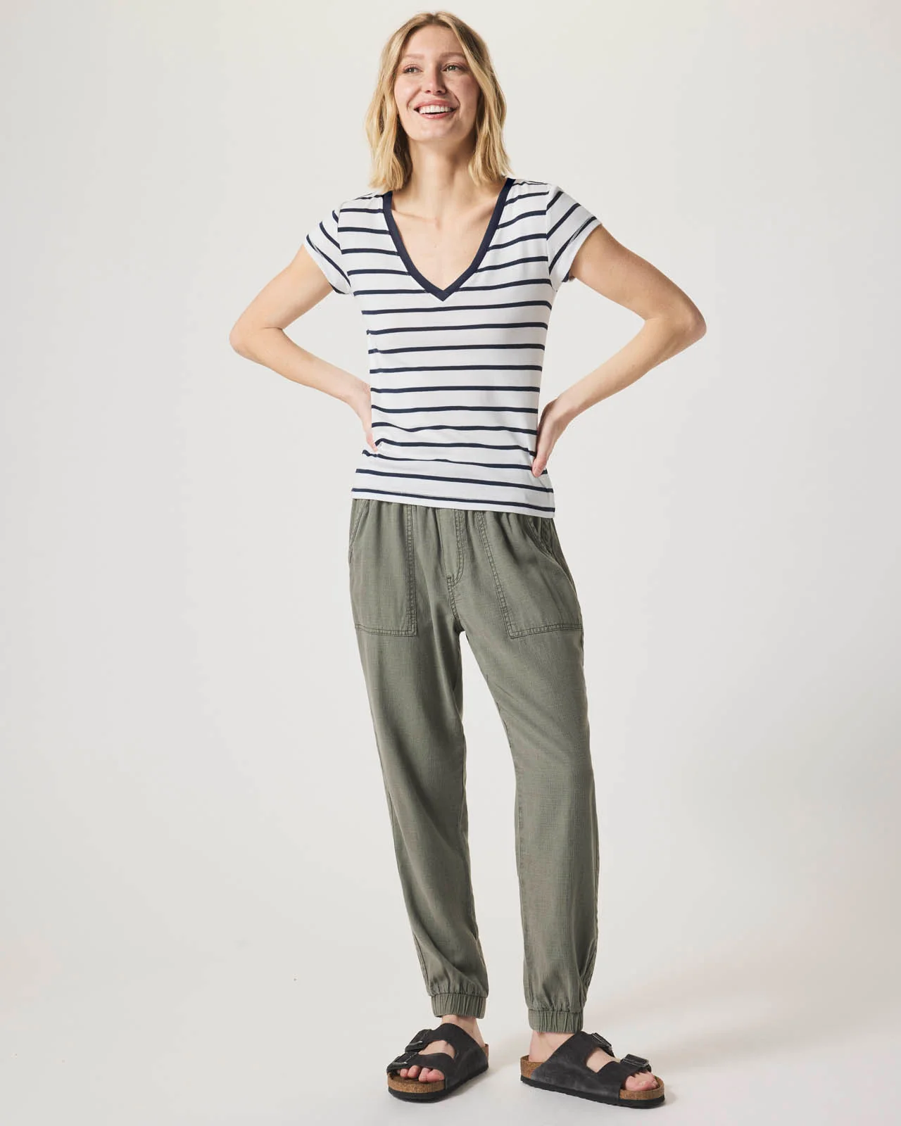 Faye Stripe V-Neck Stripe Tee - Image 7