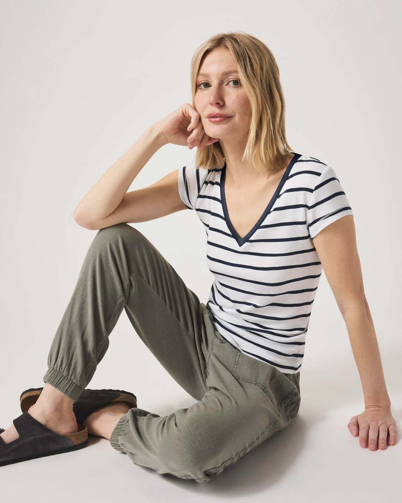 Faye Stripe V-Neck Stripe Tee - Image 8