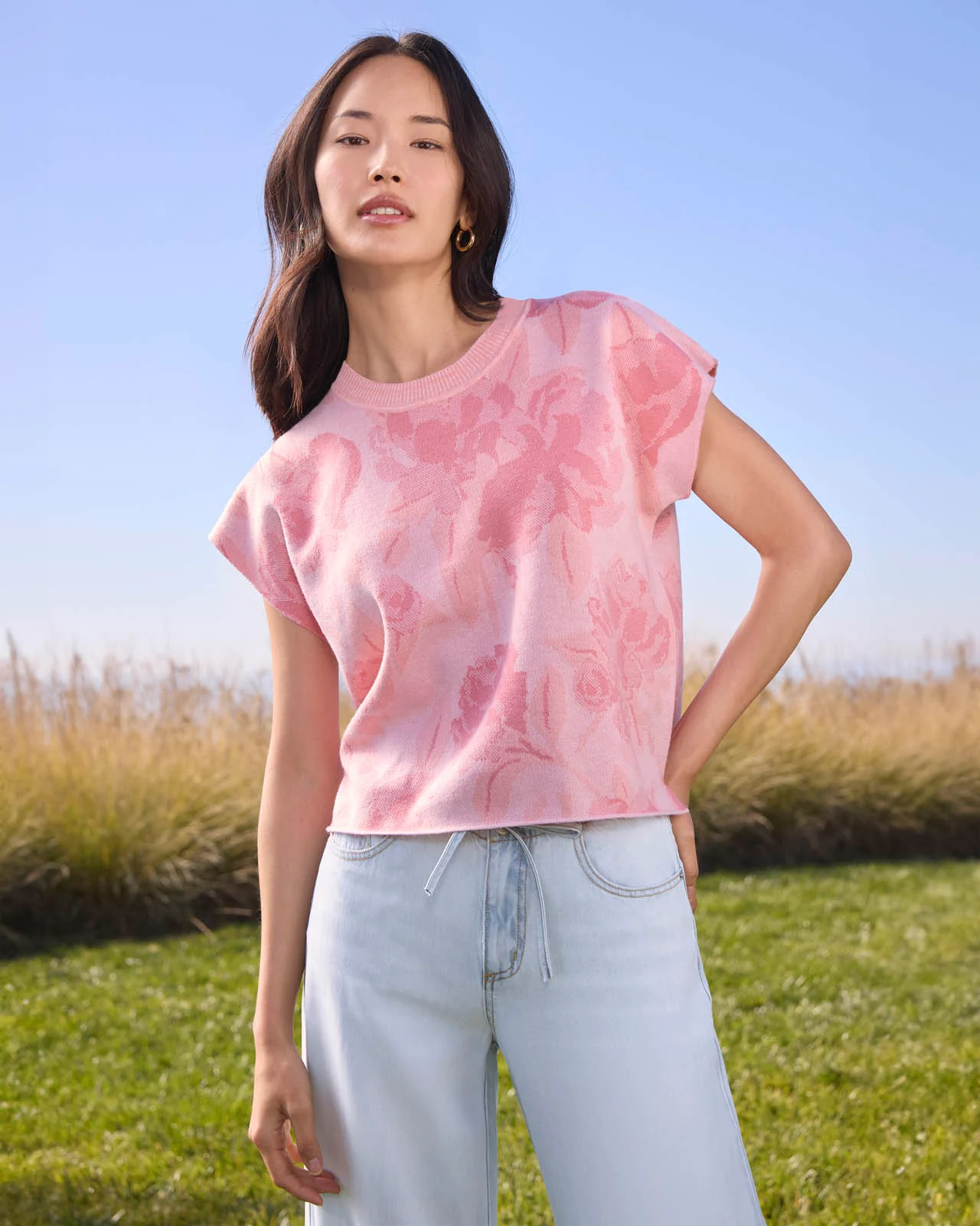 Flora Floral Short Sleeve Sweater