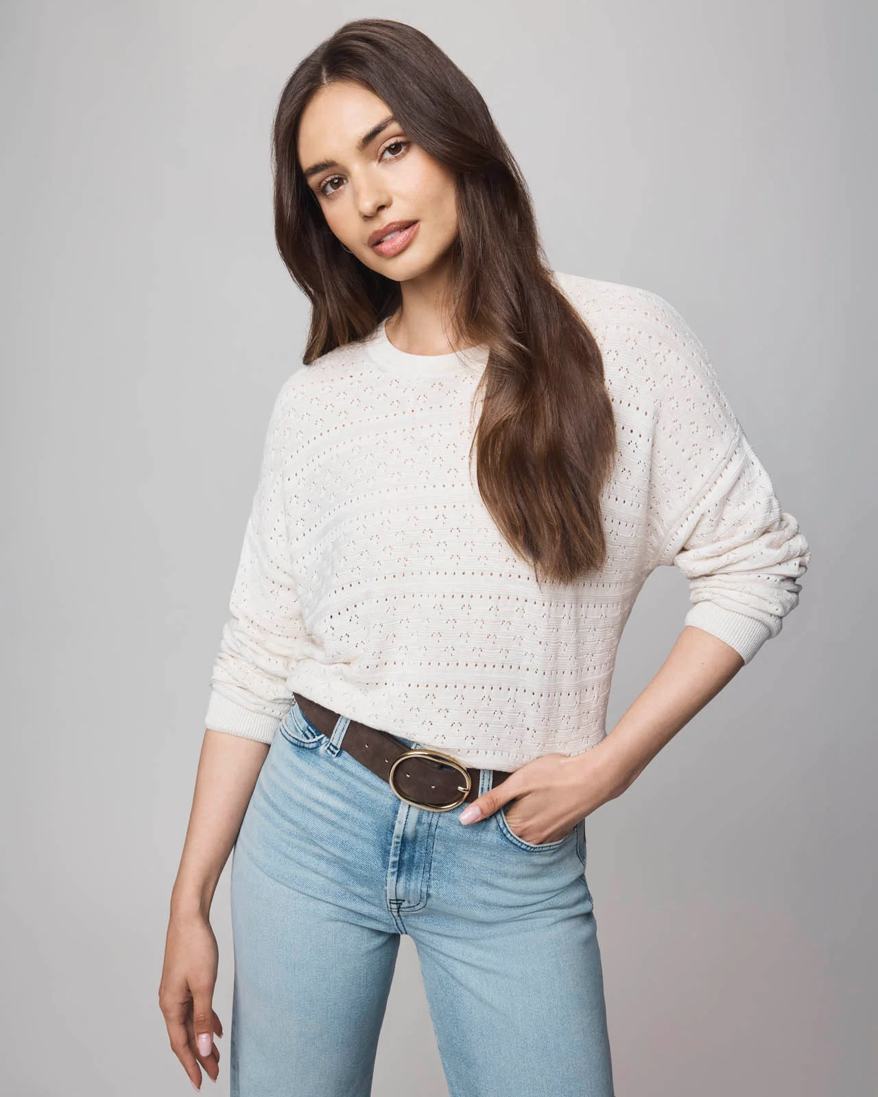 Georgie Cashblend Pointelle Sweater - Image 3