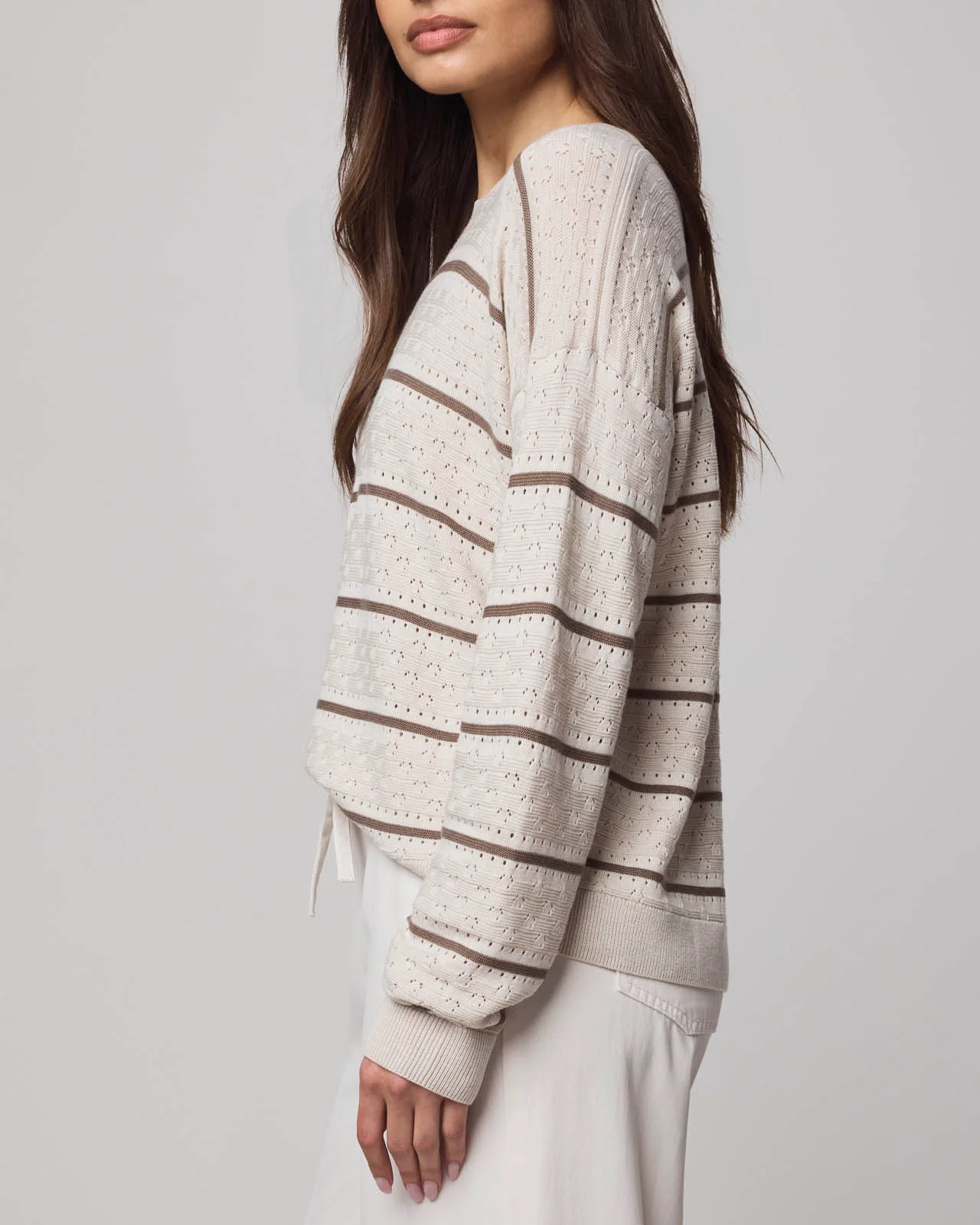 Georgie Cashblend Stripe Pointelle Sweater - Image 5