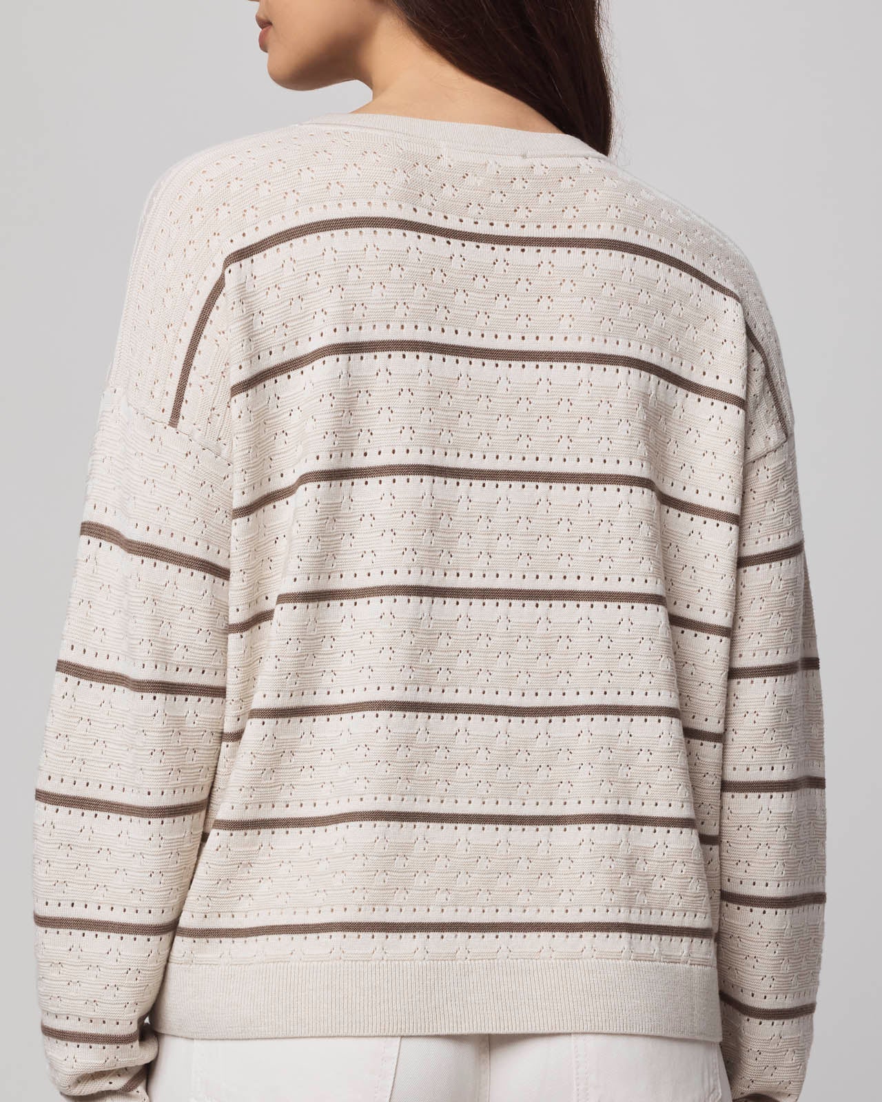 Georgie Cashblend Stripe Pointelle Sweater - Image 6