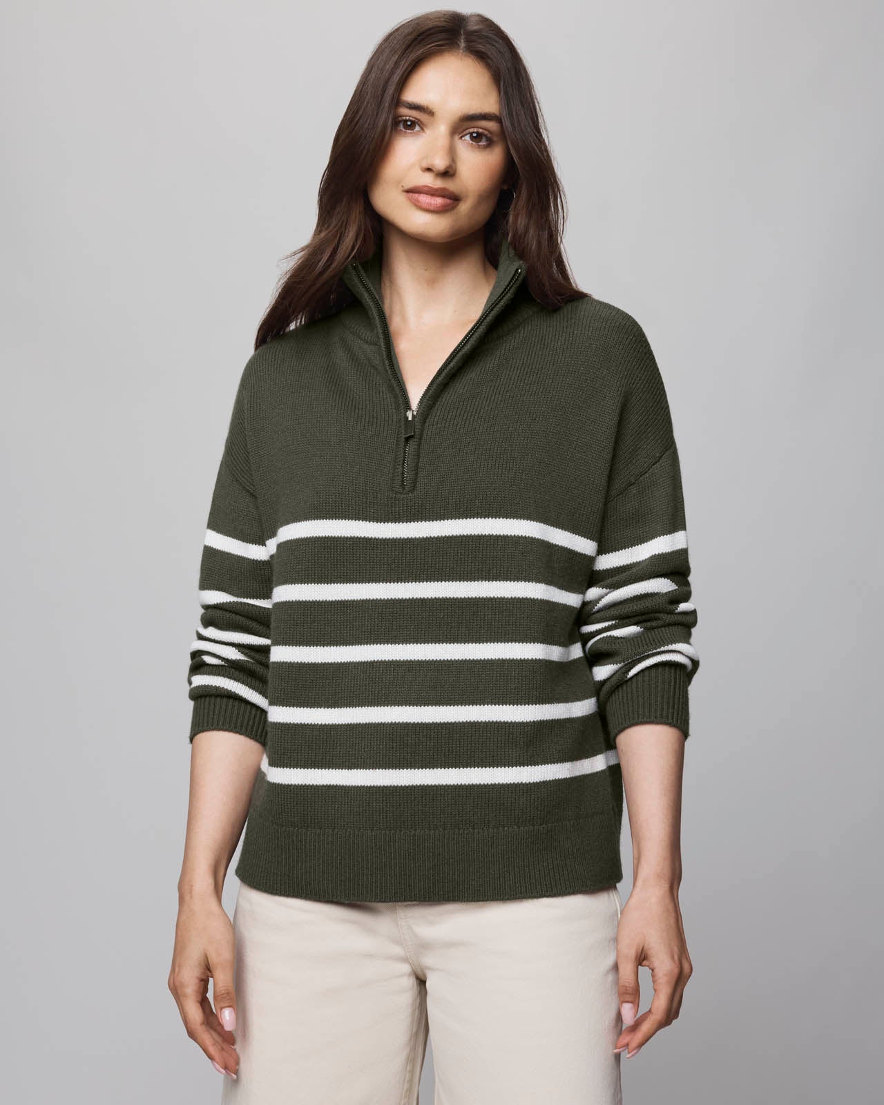 Georgie Stripe Quarter Zip Sweater - Image 2