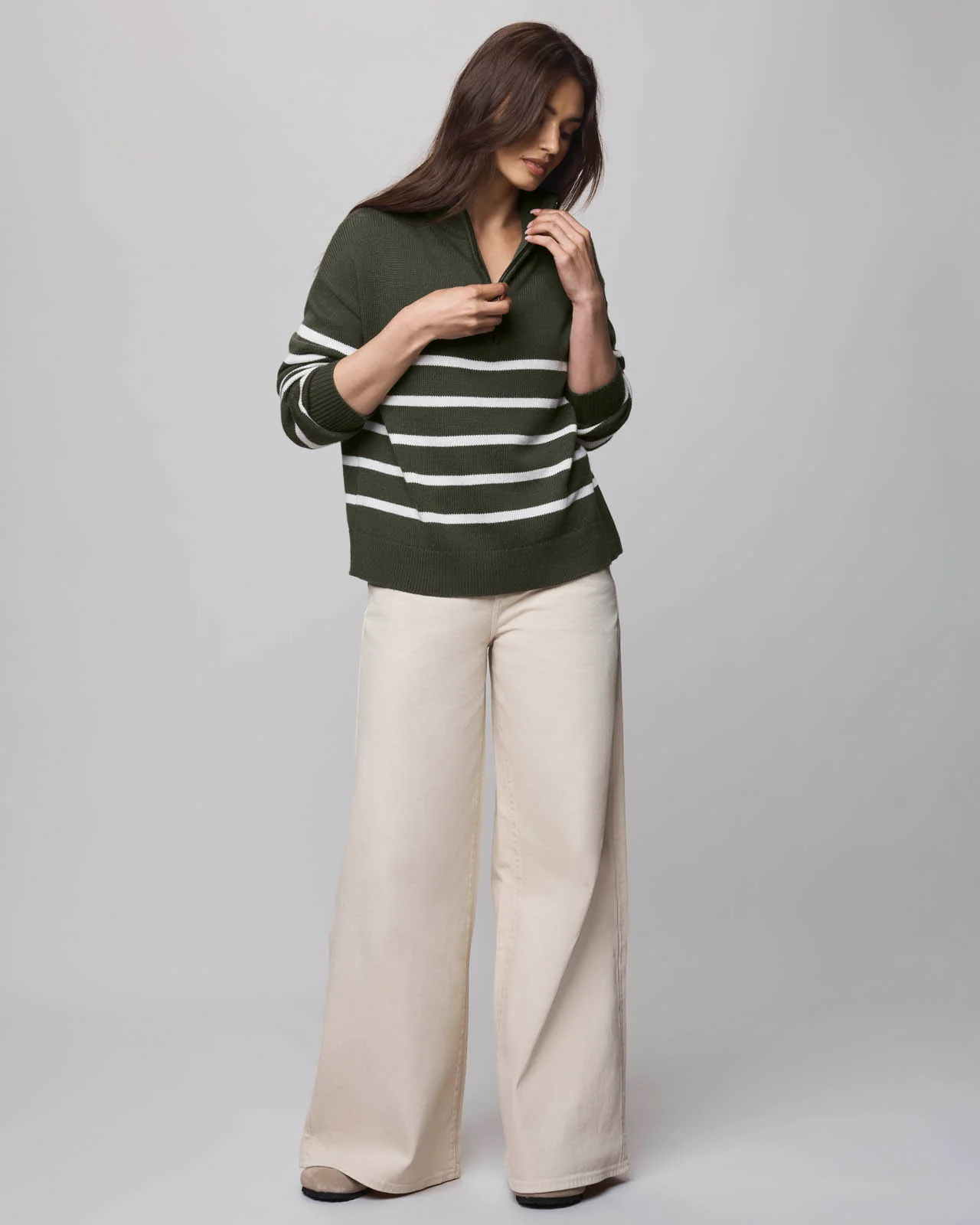 Georgie Stripe Quarter Zip Sweater - Image 3