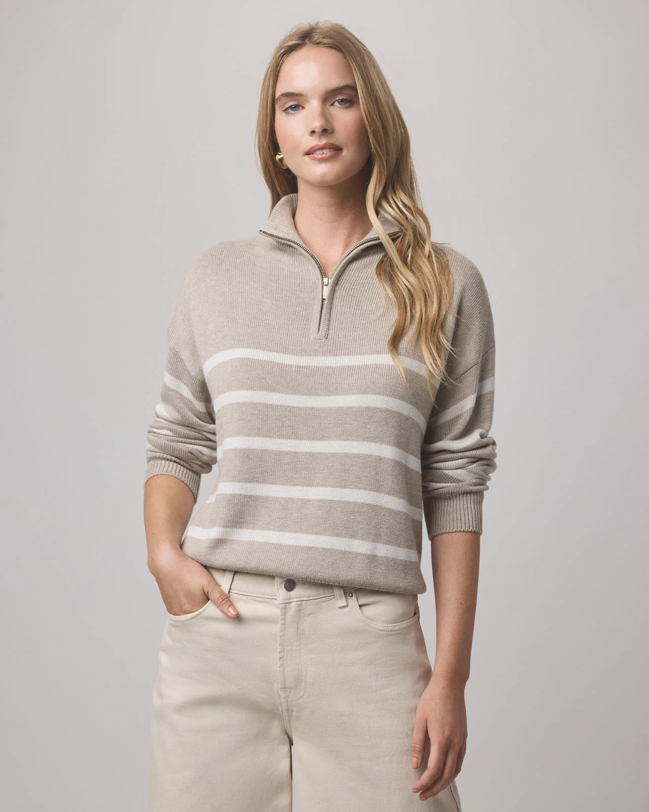 Georgie Stripe Quarter Zip Sweater - Image 7